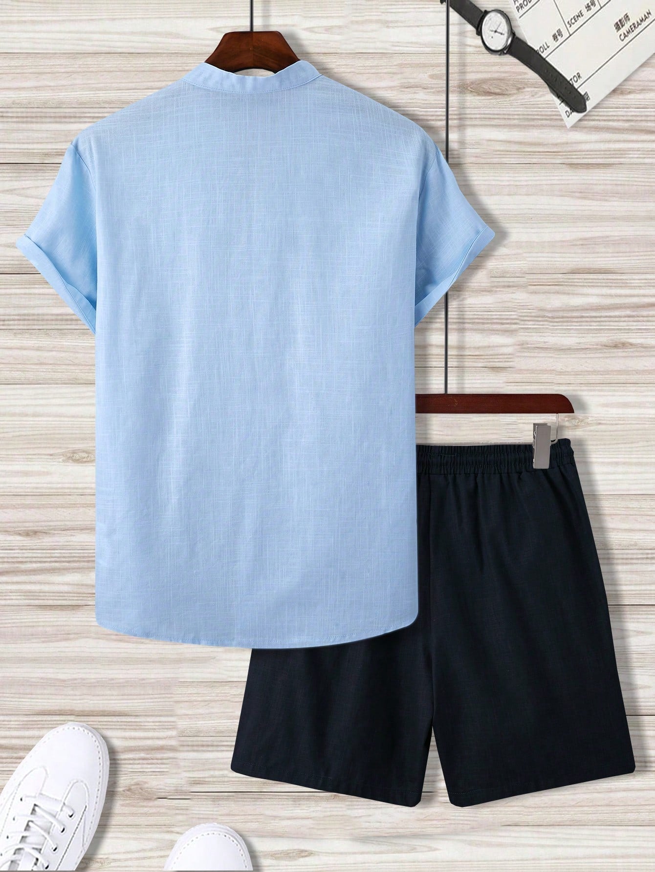 Conjunto Masculino Camisa Manga Curta E Shorts Estilo Básico Conjunto Masculino Camisa Manga Curta E Shorts Estilo