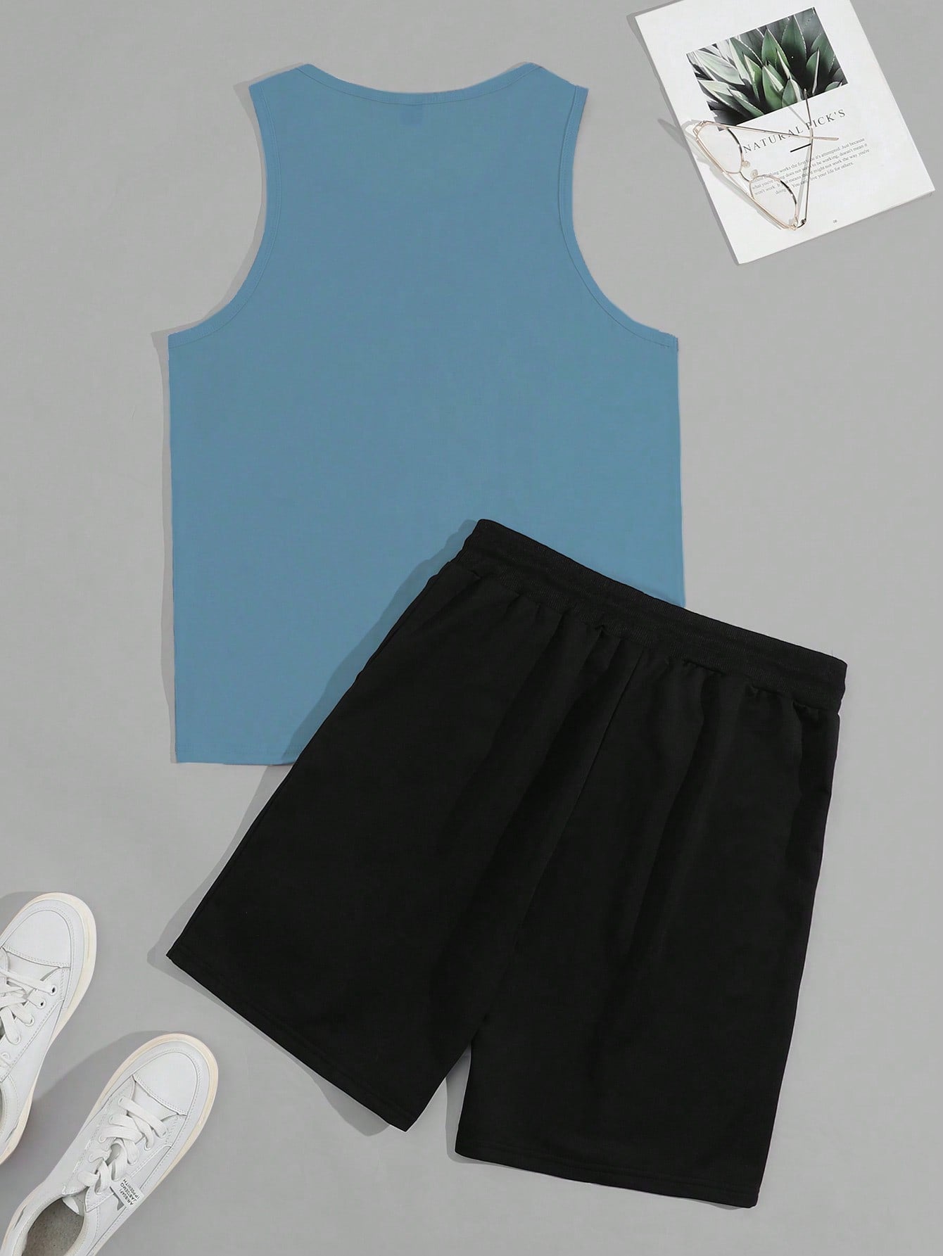 Conjunto Masculino Regata Estampada E Shorts Cós Elástico Conjunto Masculino Regata Estampada E Shorts Cós Elástico