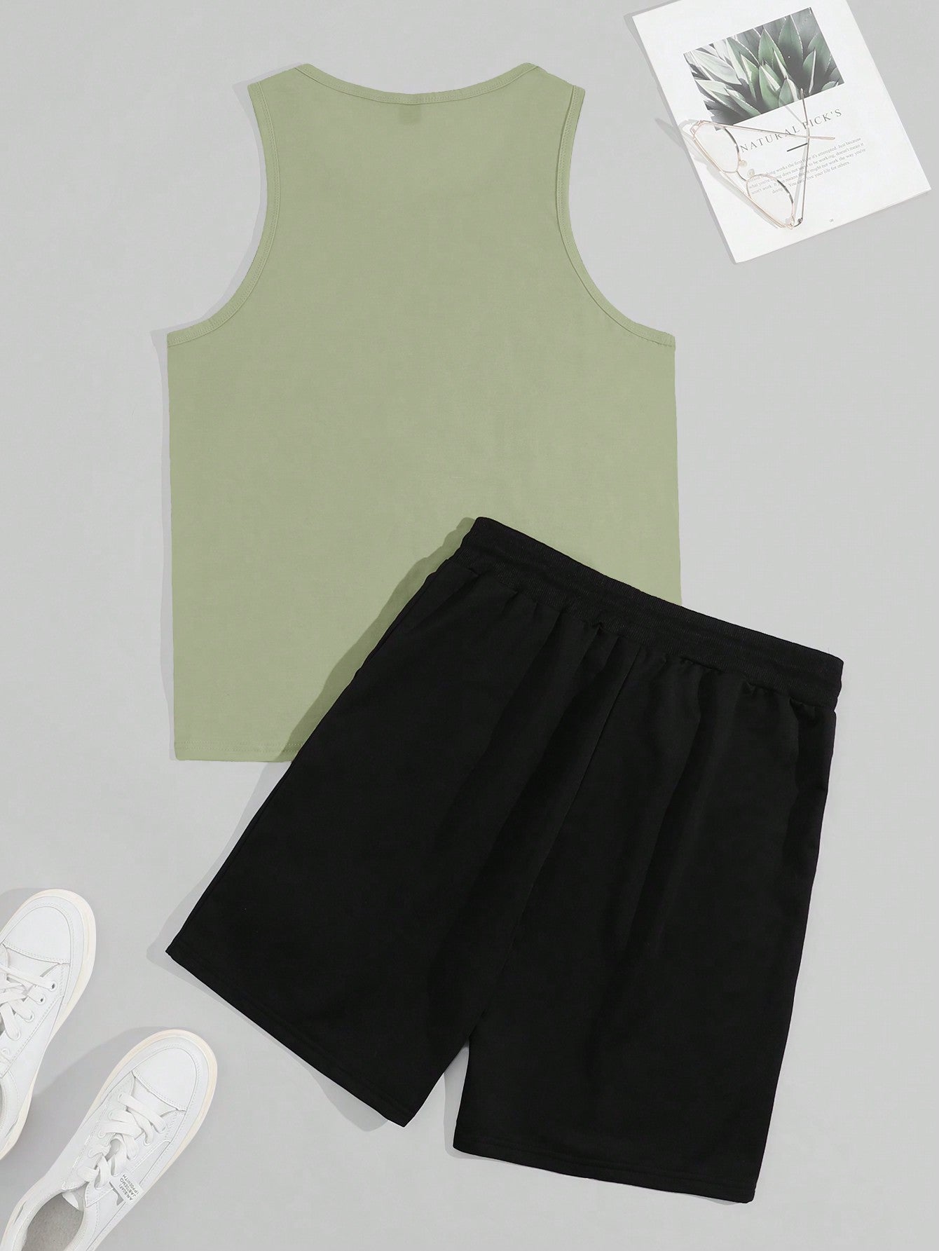 Conjunto Masculino Regata Estampada E Shorts Cós Elástico Conjunto Masculino Regata Estampada E Shorts Cós Elástico