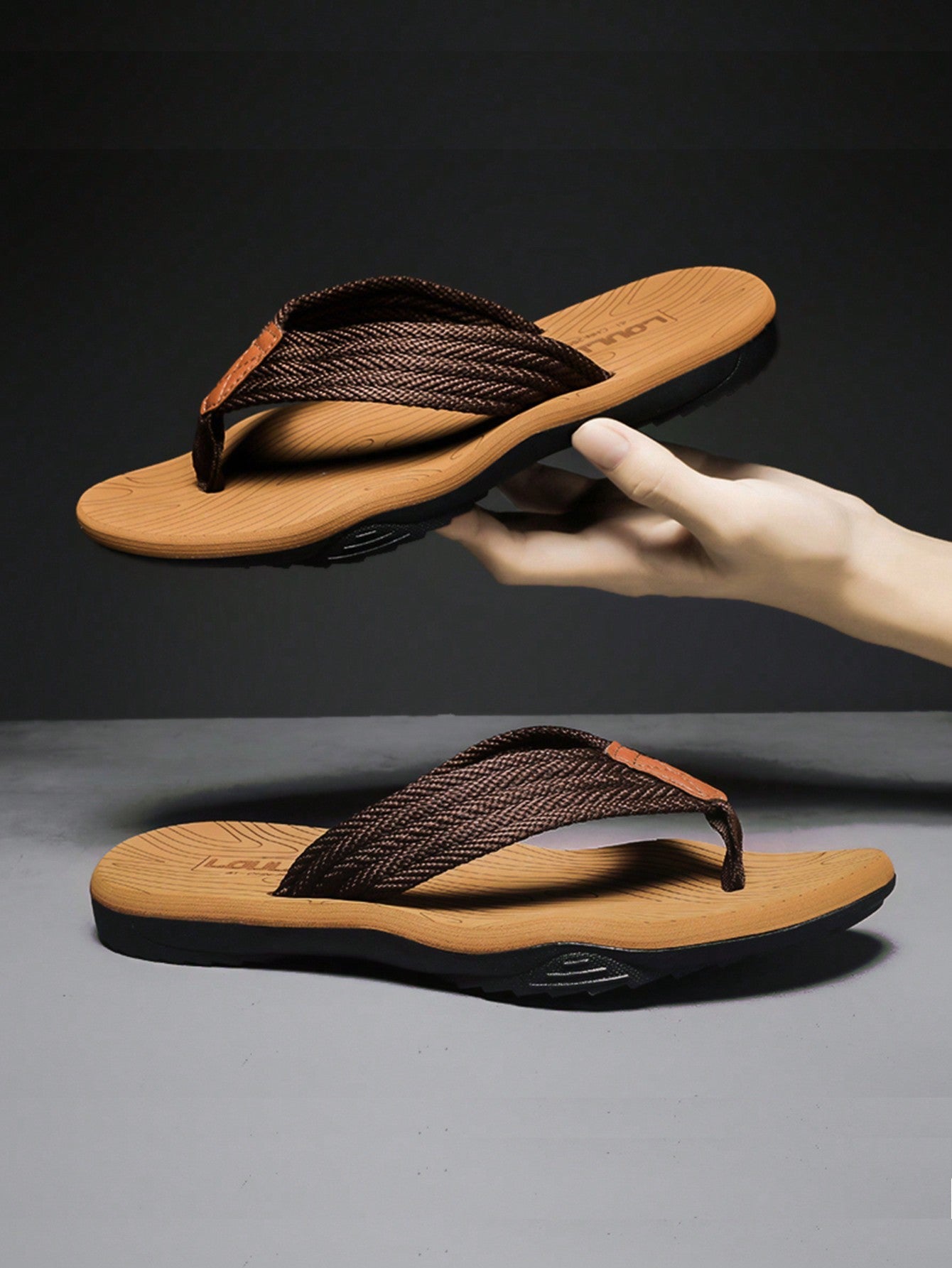 Chinelo Masculino Casual Tira Trançada Solado Grosso Confortável Marrom / 36 Chinelo Masculino Casual Tira Trançada