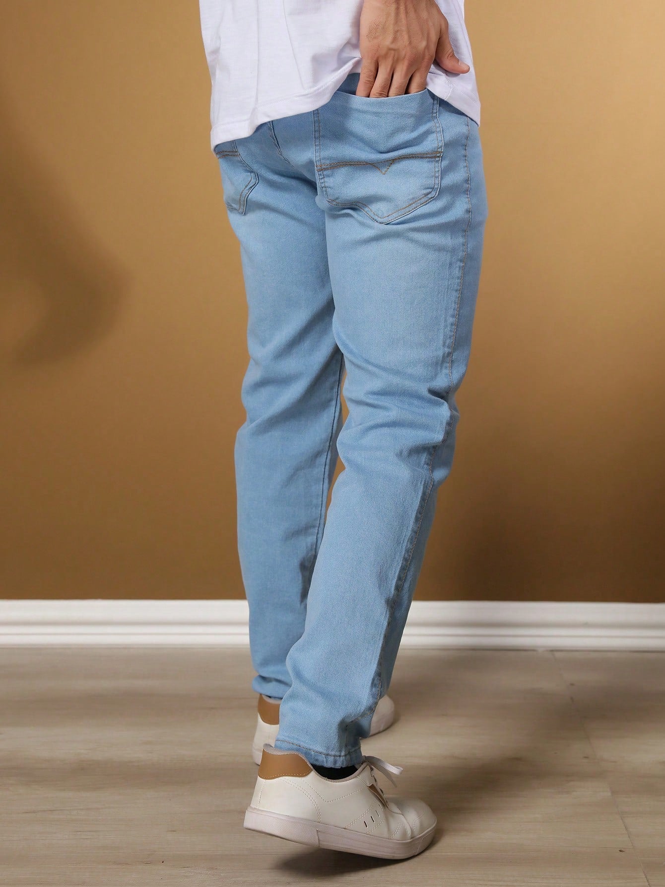 Calça Masculina Jeans Slim Fit Costura Contrastante E Ajuste Moderno Calça Masculina Social Slim Fit Com Tecido Stretch