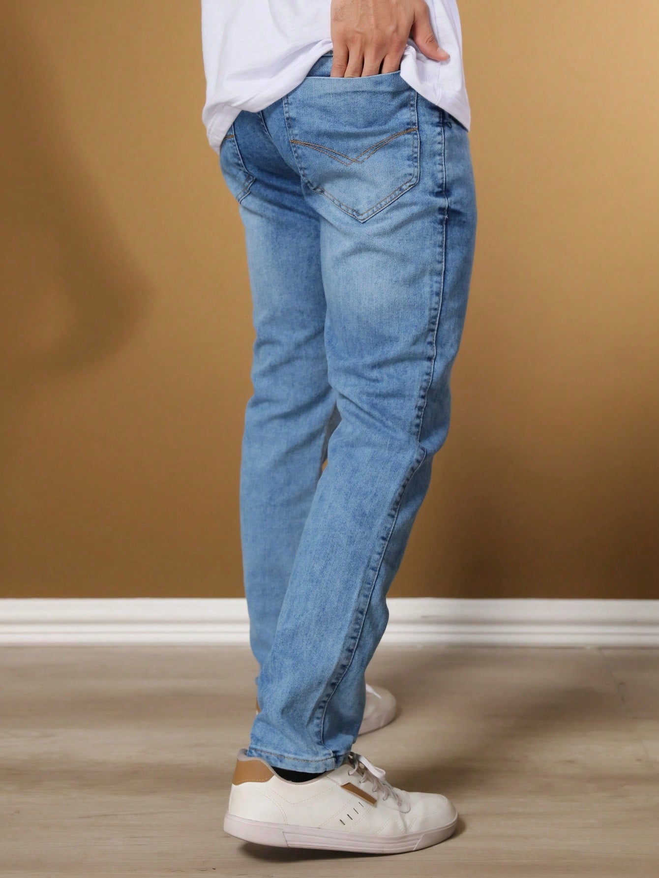 Calça Masculina Jeans Slim Fit Costura Contrastante E Ajuste Moderno Calça Masculina Social Slim Fit Com Tecido Stretch