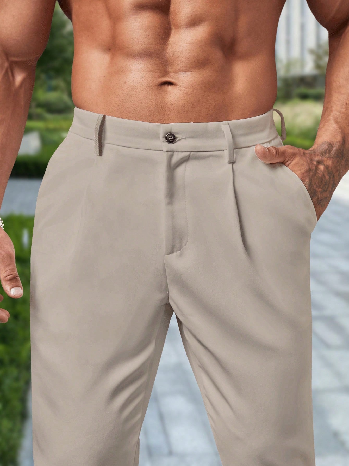 Calça Masculina Social Slim Fit Com Cintura Tradicional Calça Masculina Social Slim Fit Com Cintura Tradicional