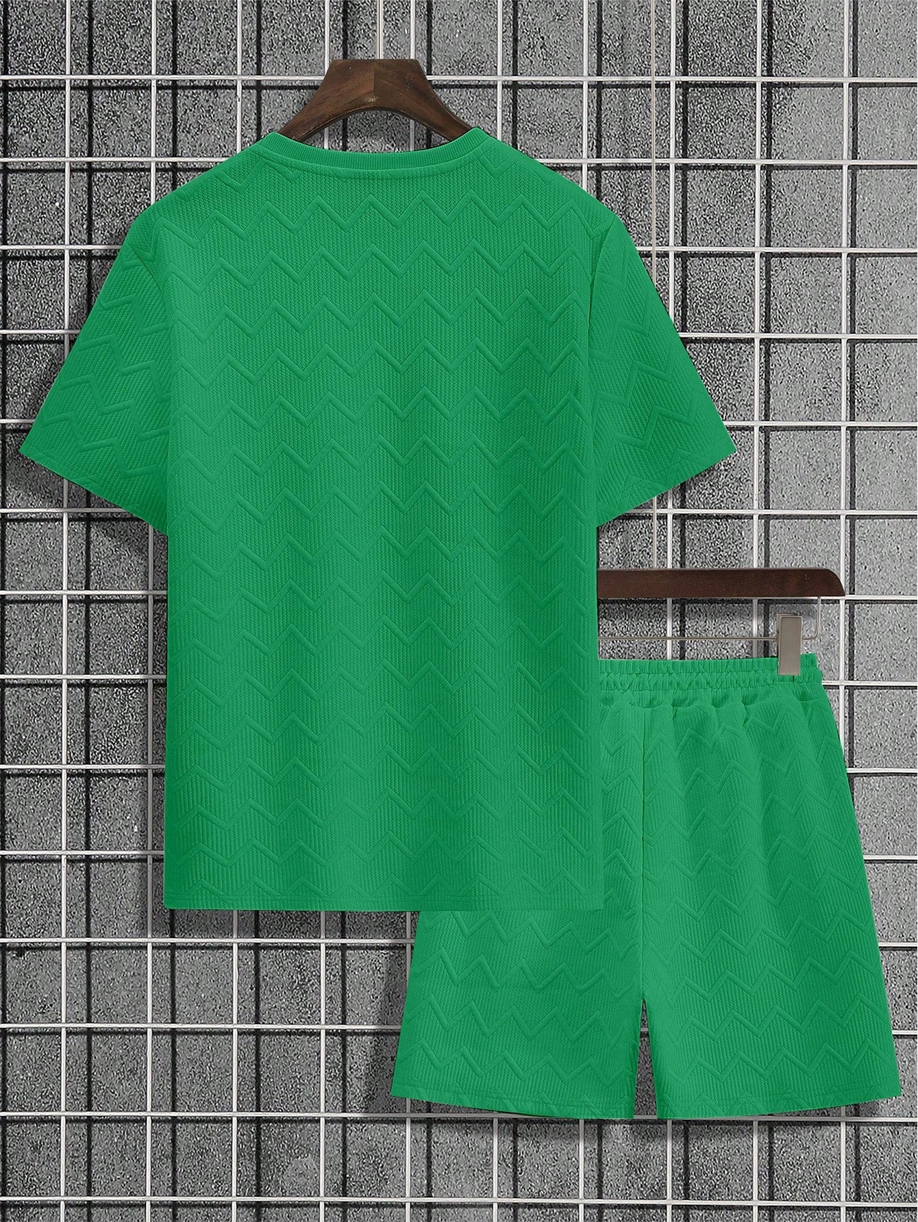 Conjunto Masculino Camiseta Texturizada E Shorts Confortáveis Conjunto Masculino Camiseta Texturizada E Shorts