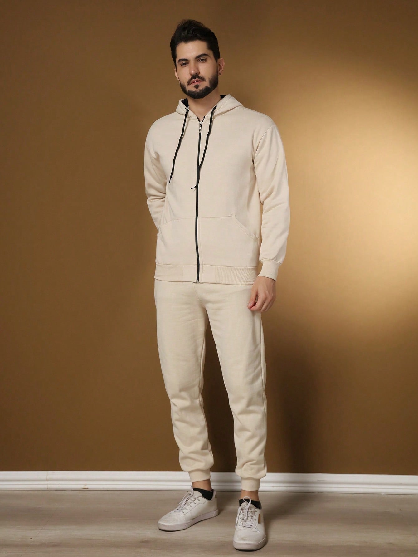 Conjunto Masculino Moletom Com Capuz E Calça Jogger Tradicional Damasco / PP Conjunto Masculino Moletom Com Capuz E