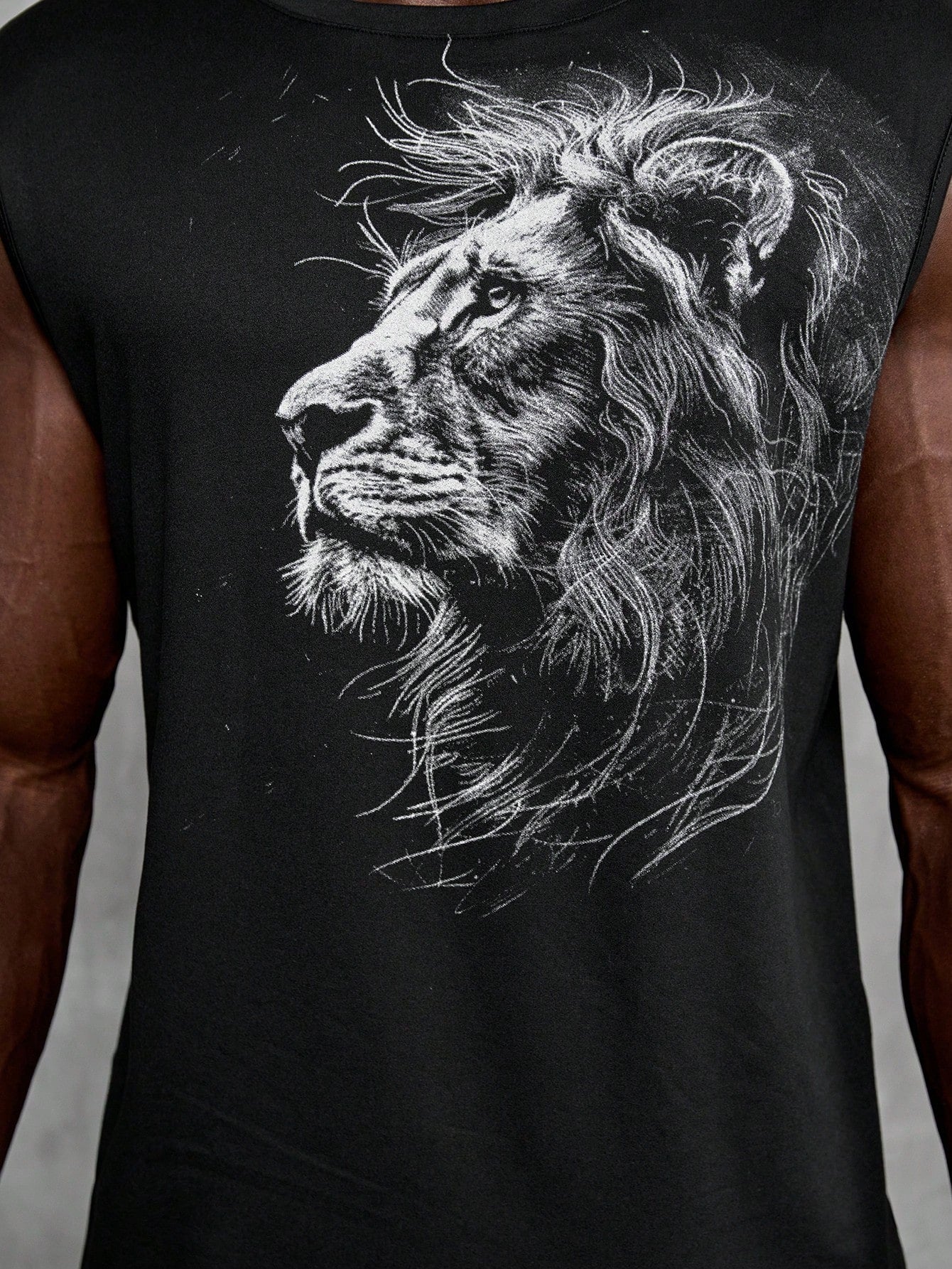 Camiseta Regata Masculina Estampa De Leão Gola Redonda Camiseta Regata Masculina Estampa De Leão Gola Redonda