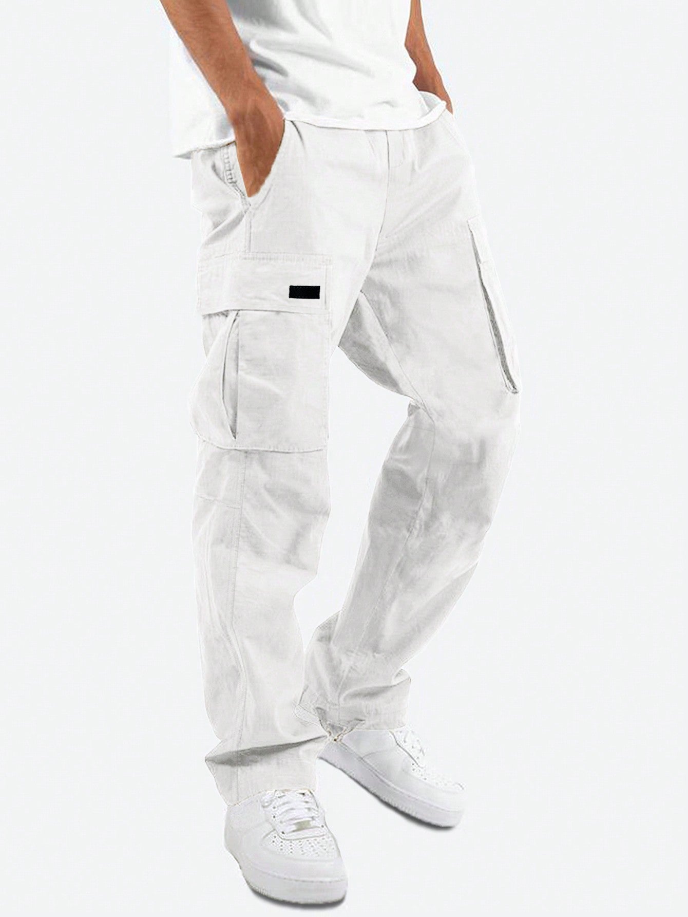 Calça Masculina Cargo Casual Bolsos Funcionais E Corte Clássico Calça Masculina Cargo Casual Bolsos Funcionais E Corte