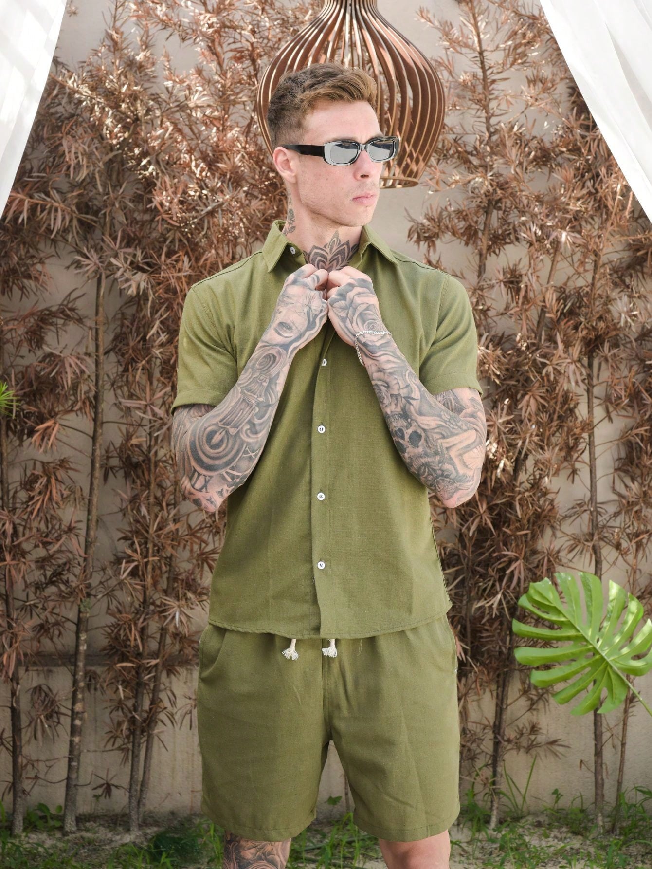 Conjunto Masculino Camisa Manga Curta E Bermuda Urbana Conjunto Masculino Camisa Manga Curta E Bermuda Urbana