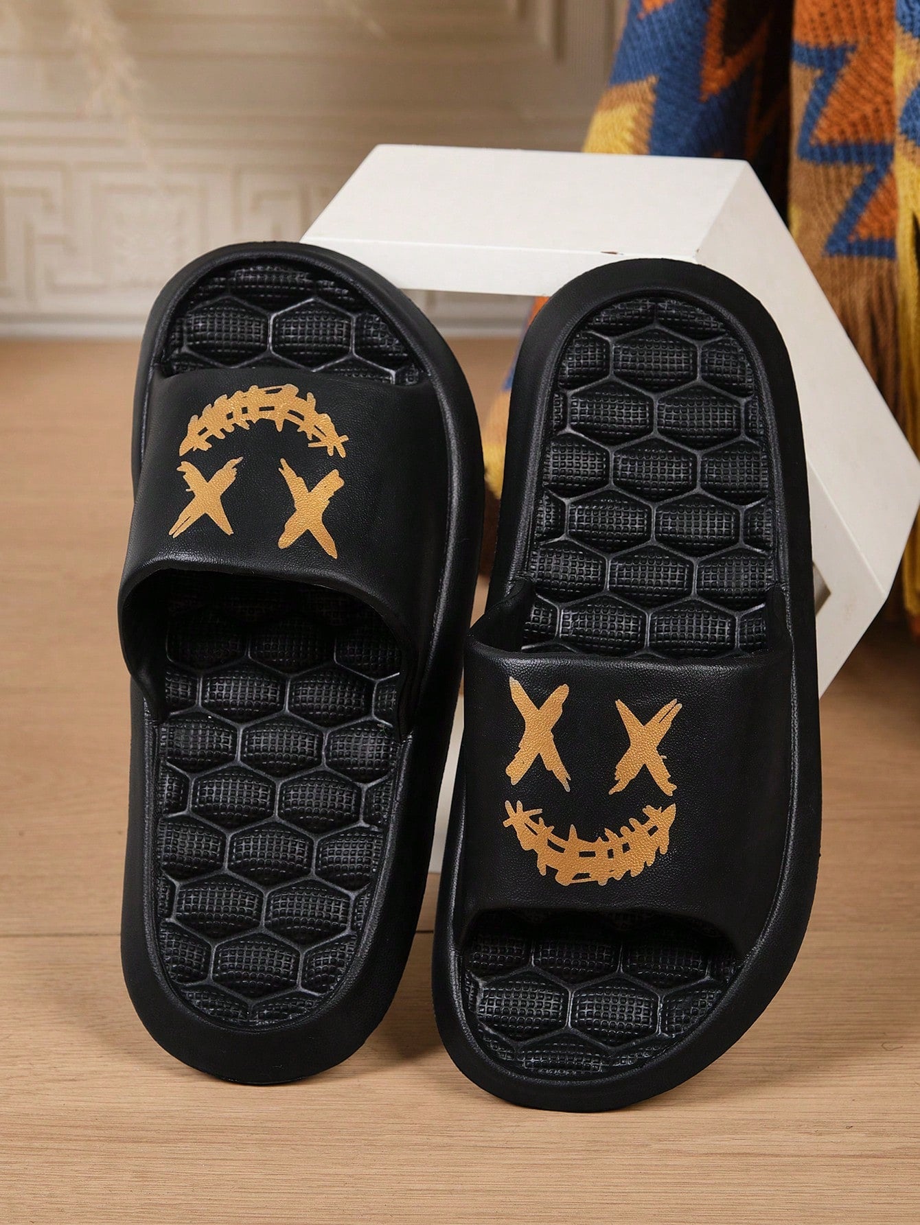 Chinelo Masculino Casual Estampado Versátil Para Praia e Dia a Dia Preto / 36 Chinelo Masculino Casual Estampado