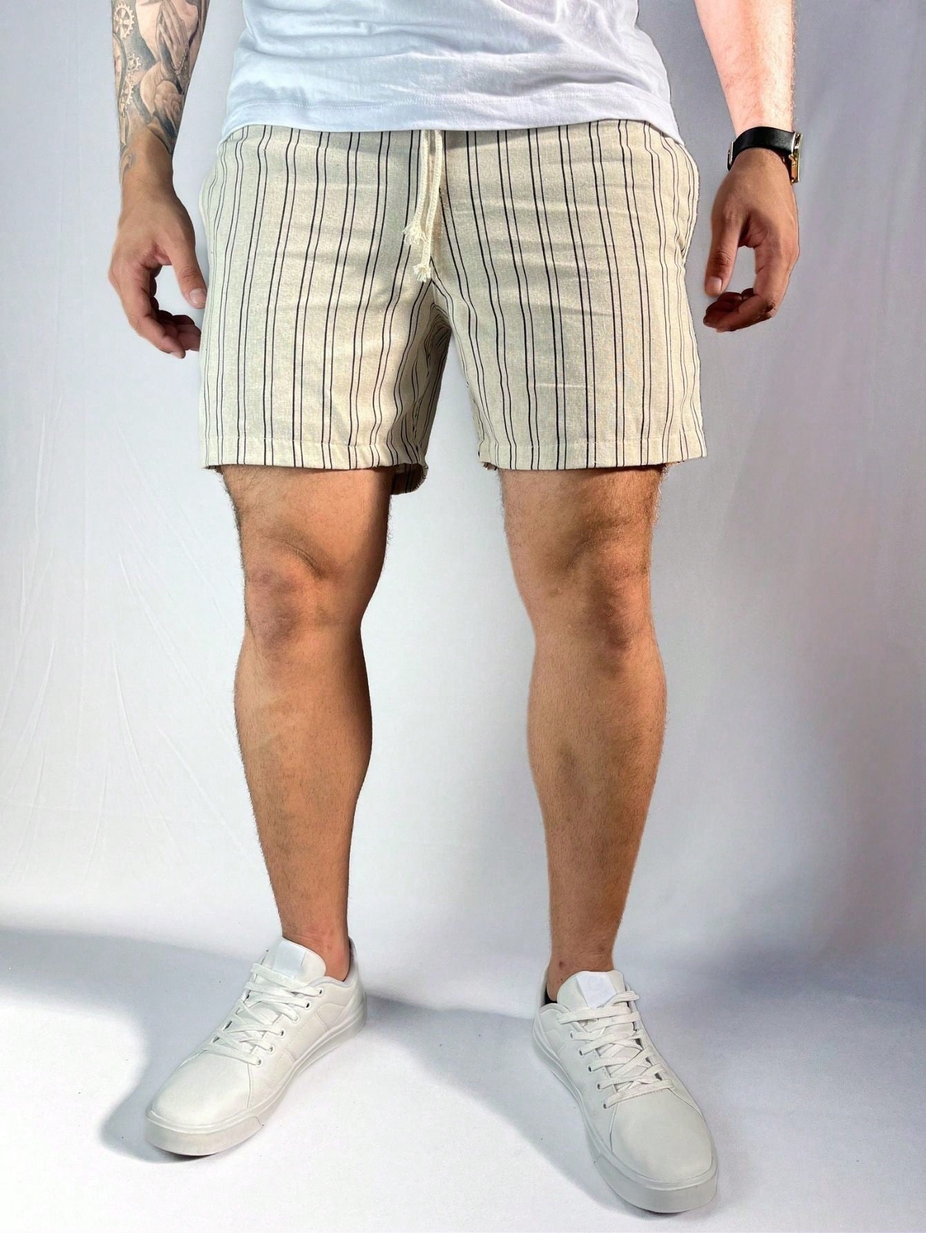 Shorts Masculino Mauricinho Casual Com Elástico E Caimento Bege / PP Shorts Masculino Mauricinho Casual Com Elástico E