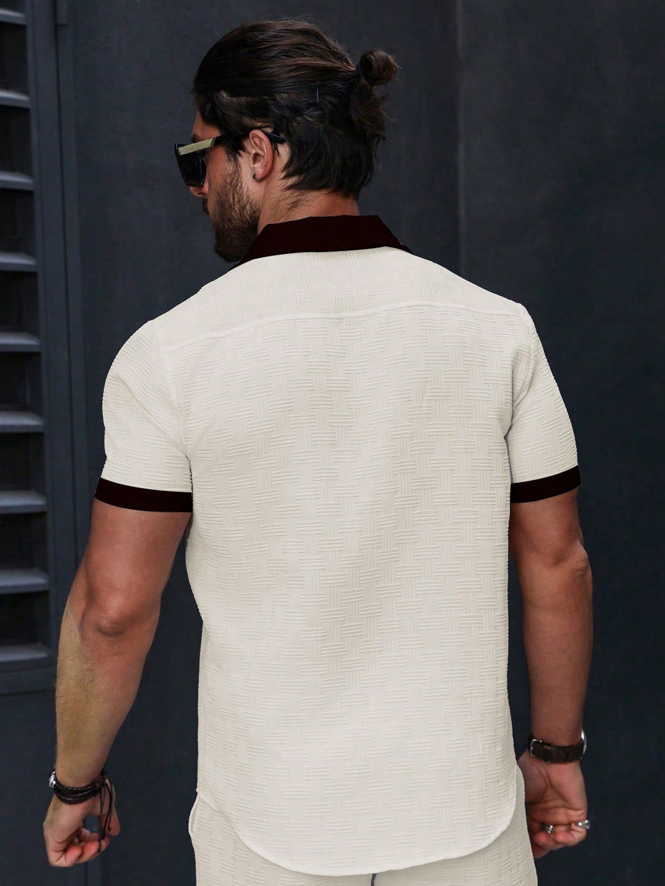 Camisa Masculina De Botão Gola Contrastante Textura Nobre Camisa Masculina De Botão Gola Contrastante Textura Nobre