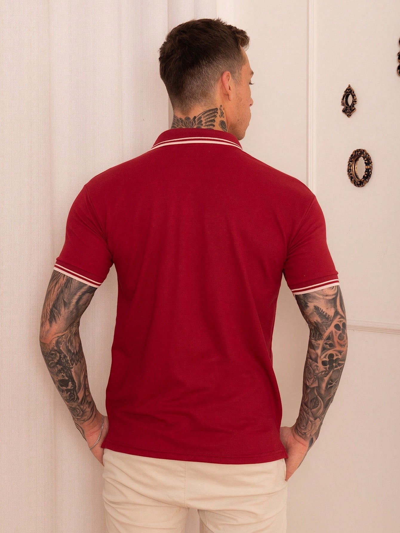 Camisa Polo Masculina Casual Estampa De Listras Gola Tradicional Camisa Polo Masculina Casual Estampa De Listras Gola