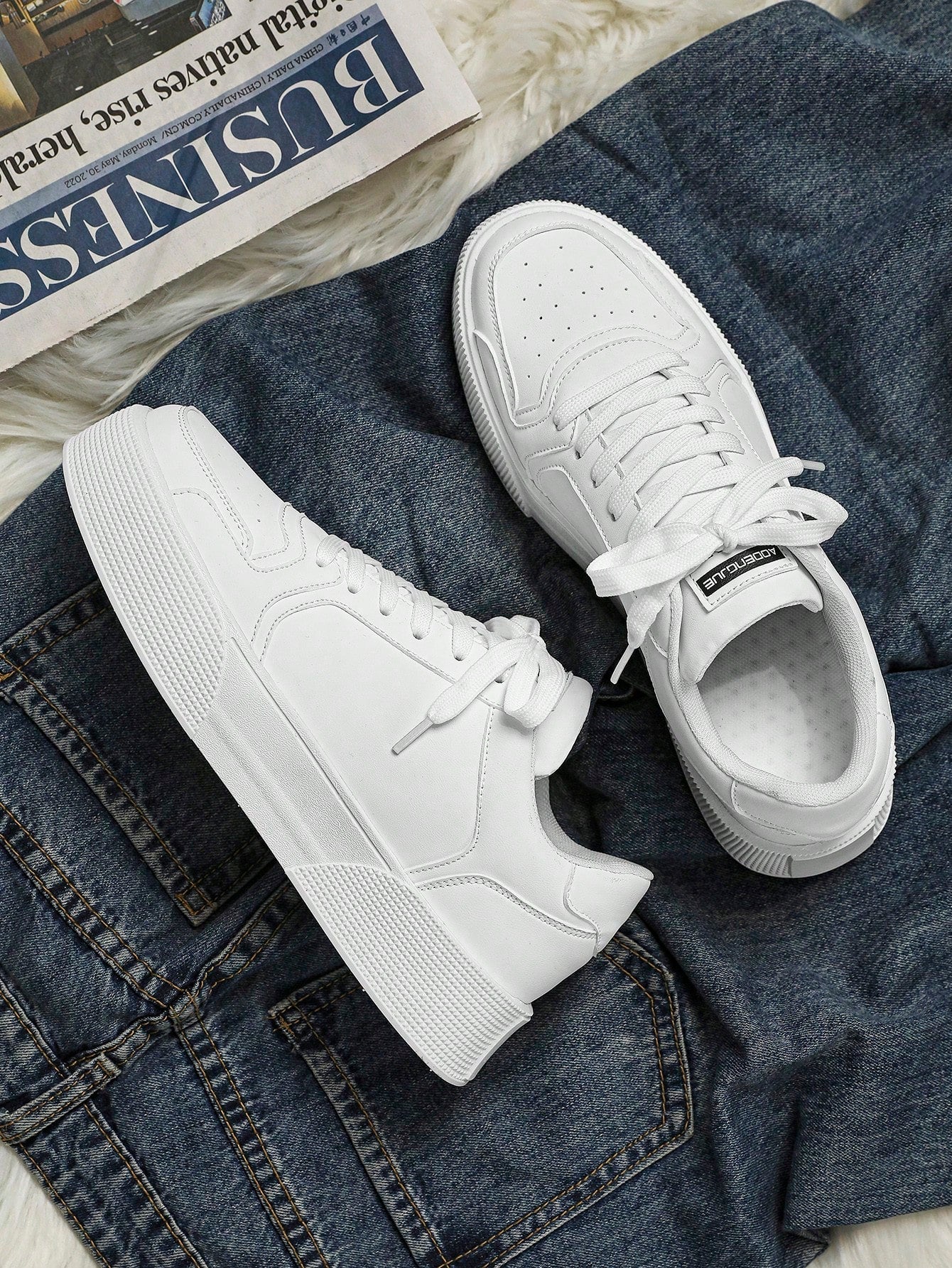 Tênis Masculino Casual Street Solado Alto Design Urbano Branco / 36 Tênis Masculino Casual Street Solado Alto Design