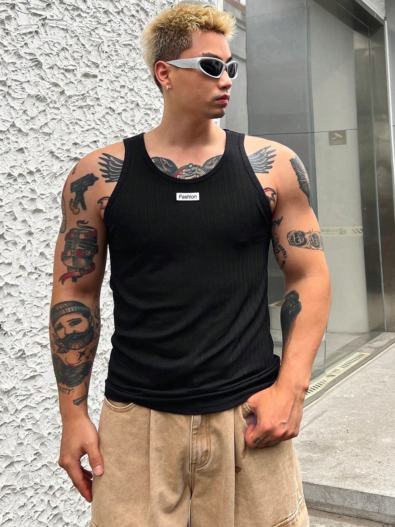 Camiseta Regata Masculina Bordado Letras Gola Redonda Camiseta Regata Masculina Bordado Letras Gola Redonda