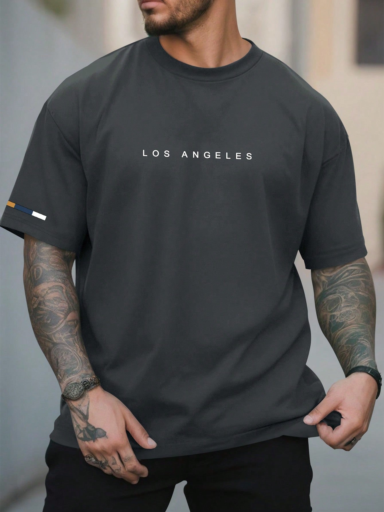 Camisa Masculina Oversized Estilo Urbano Autêntico Cinza / PP Camisa Masculina Oversized Estilo Urbano Autêntico