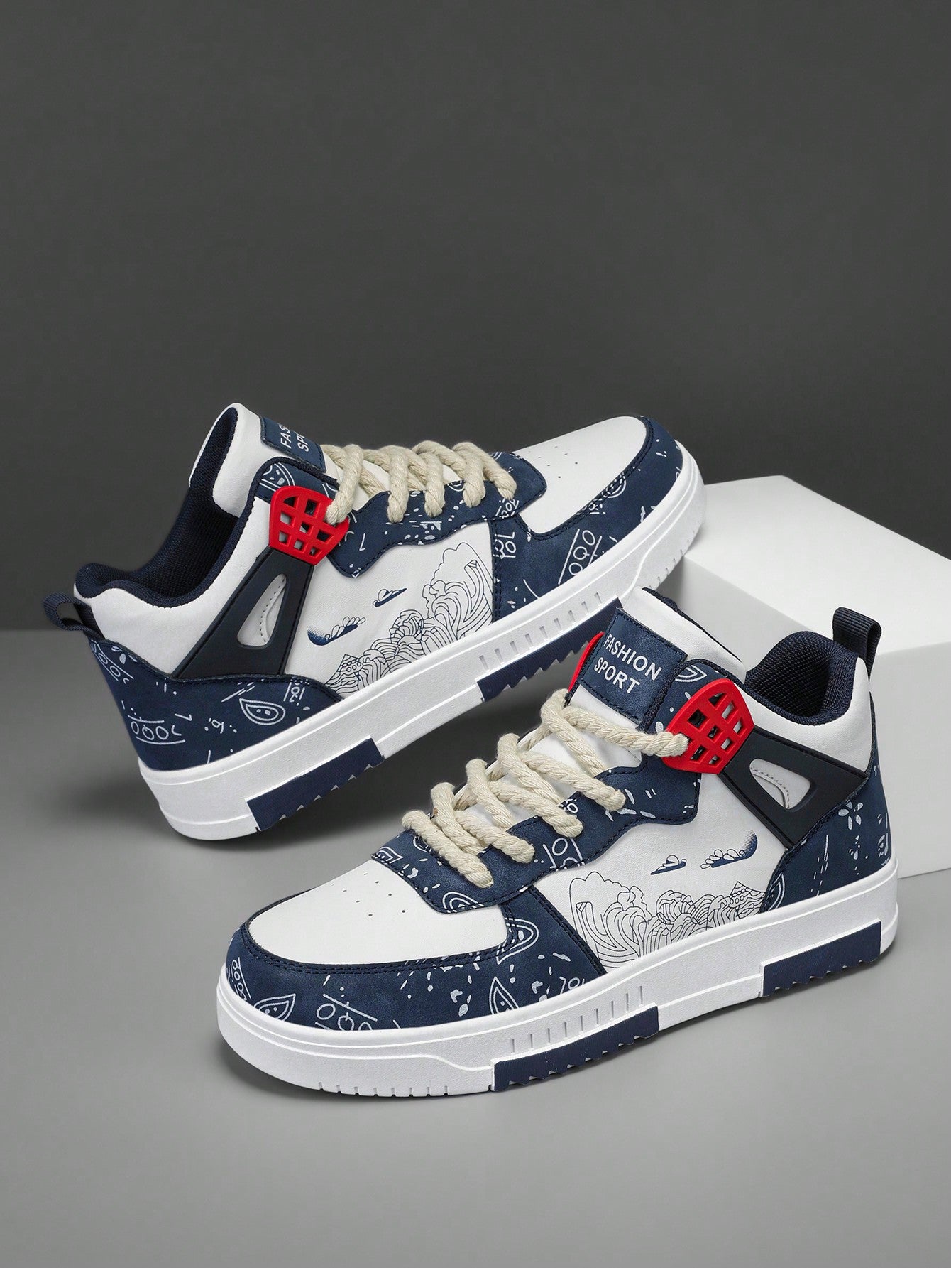 Tênis Masculino Com Estampa Criativa Casual Estilo Street Branco / 36 Tênis Masculino Com Estampa Criativa Casual