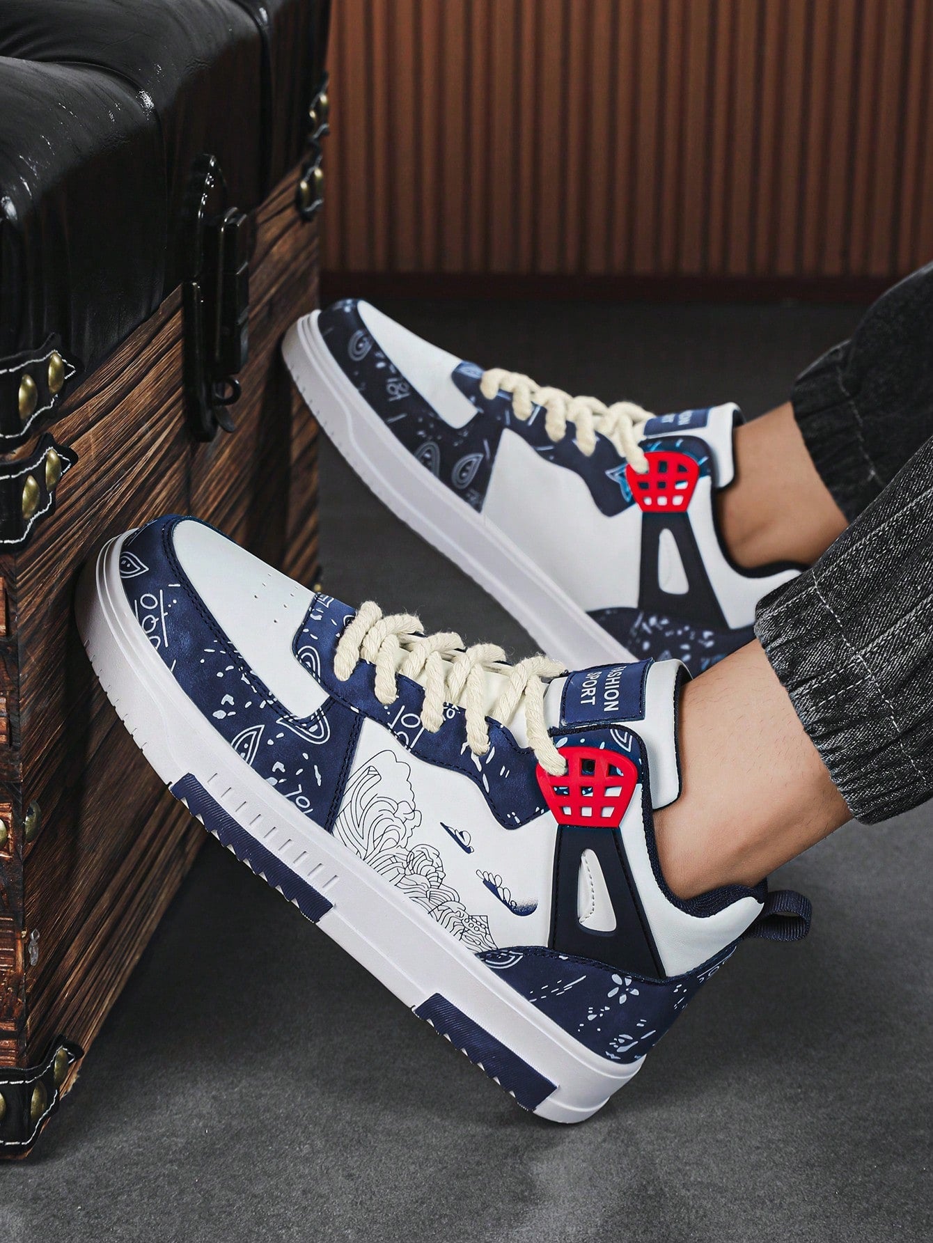 Tênis Masculino Com Estampa Criativa Casual Estilo Street Tênis Masculino Com Estampa Criativa Casual Estilo Street