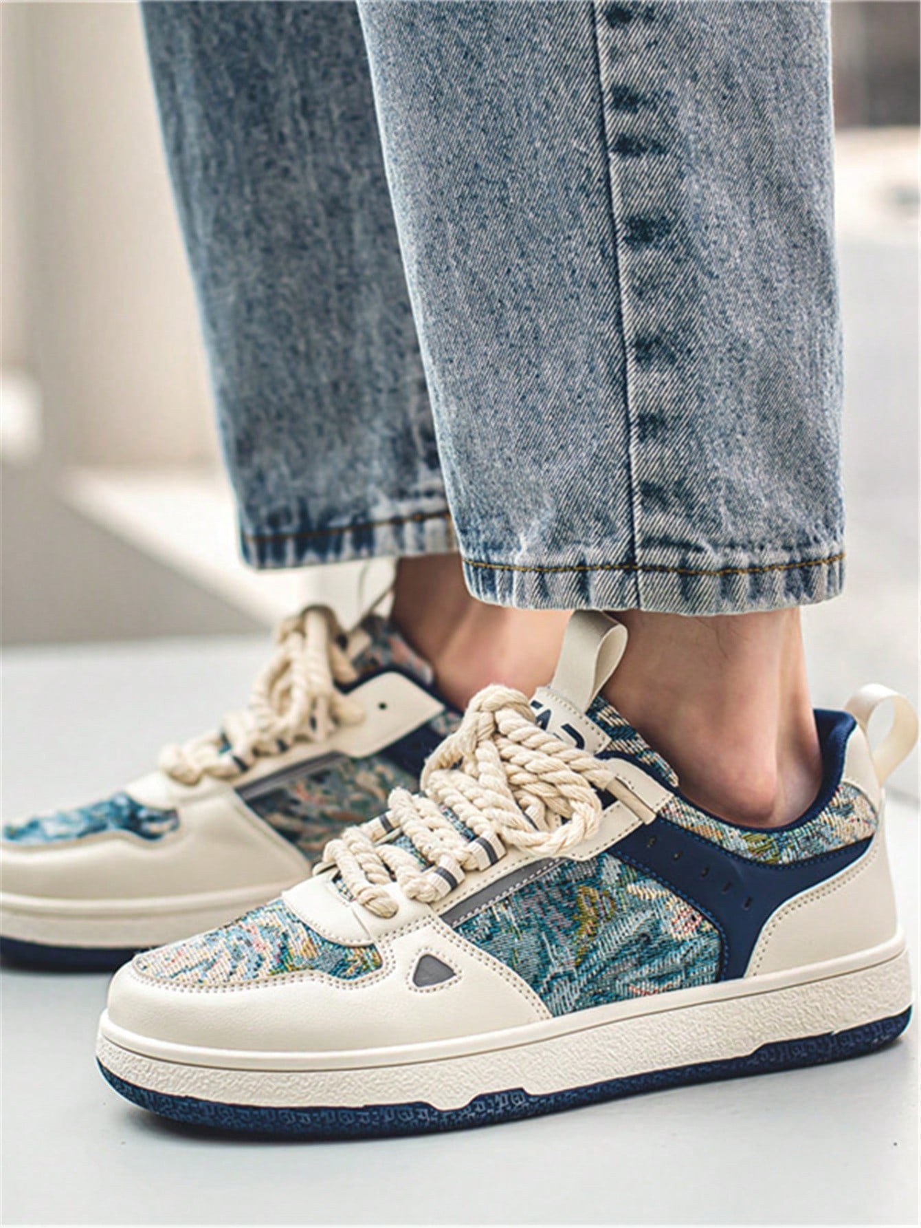 Tênis Masculino Casual Street Estilo Criativo Multitextura Verde / 36 Tênis Masculino Casual Street Estilo Criativo