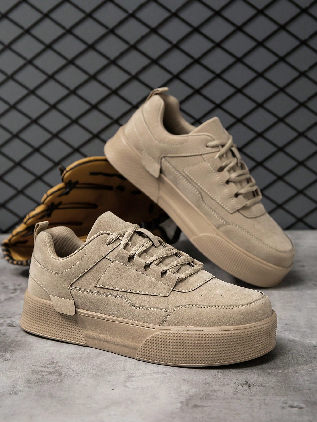 Tênis Masculino Casual Street Cano Baixo Solado Grosso Marrom Claro / 36 Tênis Masculino Casual Street Cano Baixo