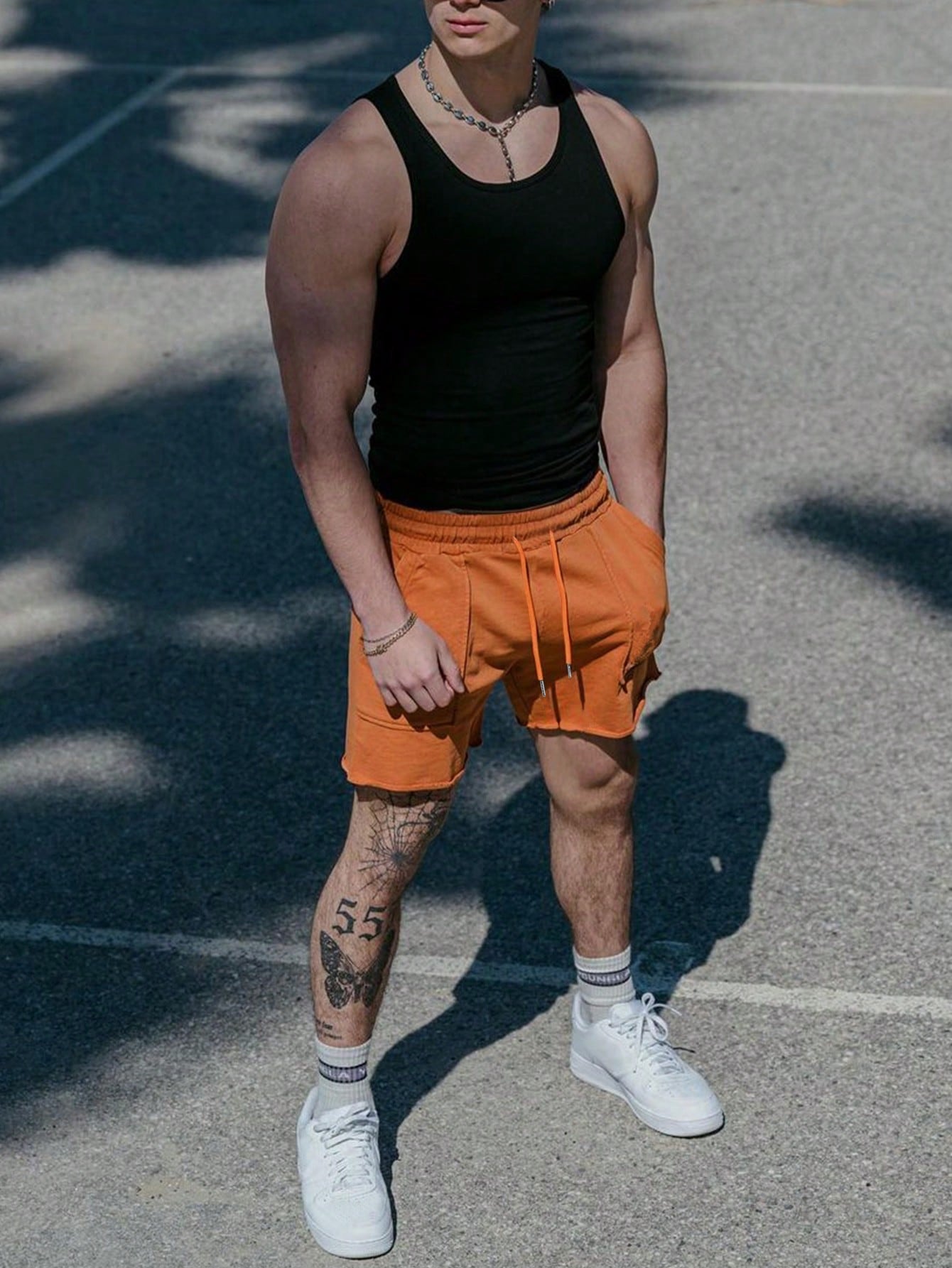 Shorts Masculino Casual Com Cós Elástico E Bolsos Funcionais Shorts Masculino Casual Com Cós Elástico E Bolsos