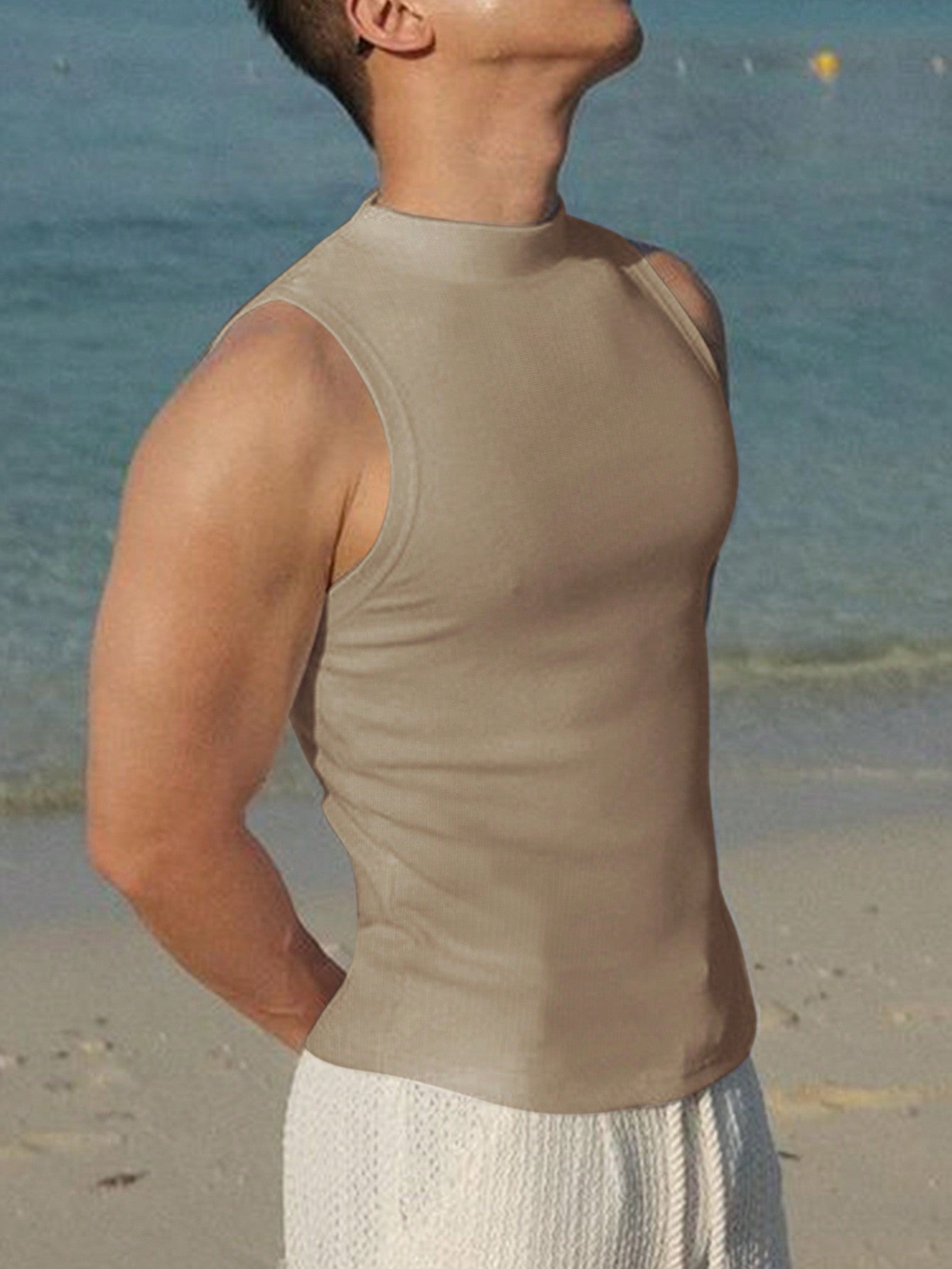 Camiseta Regata Masculina Gola Redonda Textura Canelada Camiseta Regata Masculina Gola Redonda Textura Canelada