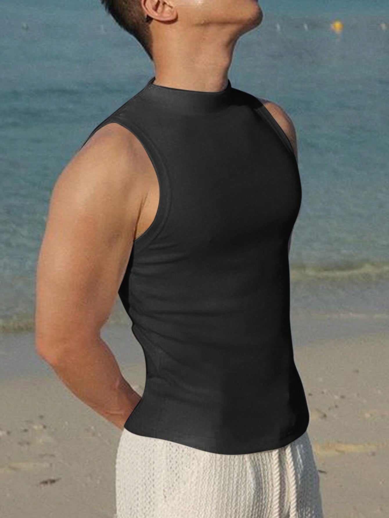 Camiseta Regata Masculina Gola Redonda Textura Canelada Camiseta Regata Masculina Gola Redonda Textura Canelada