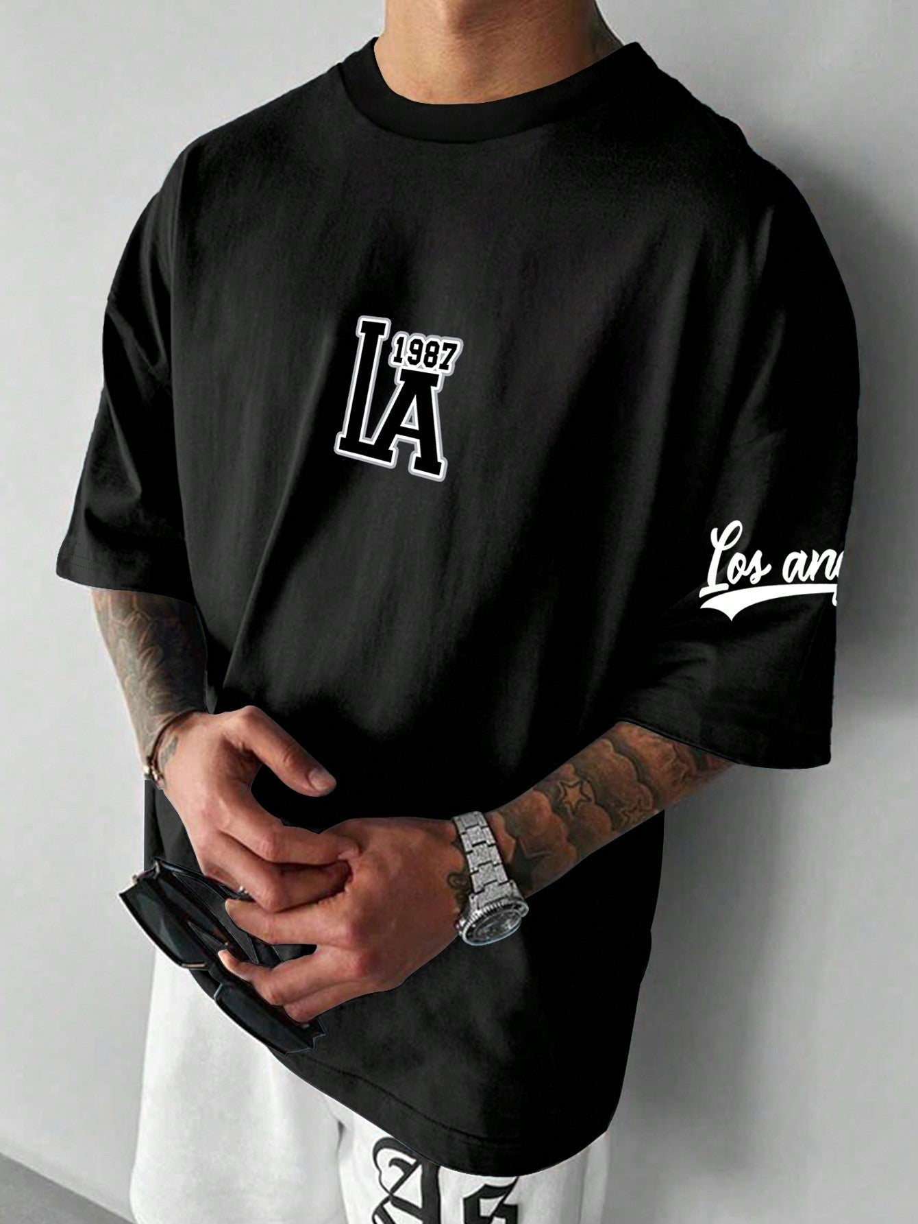 Camisa Masculina Oversized Estampa Los Angeles Camisa Masculina Oversized Estampa Los Angeles