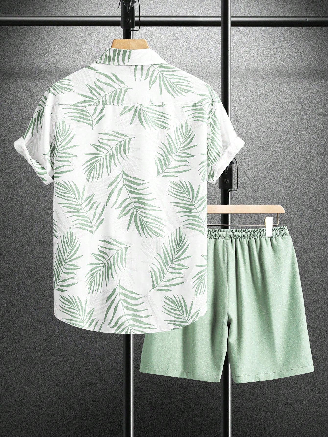 Conjunto Masculino Camisa Estampa Tropical E Shorts Casuais Conjunto Masculino Camisa Estampa Tropical E Shorts Casuais