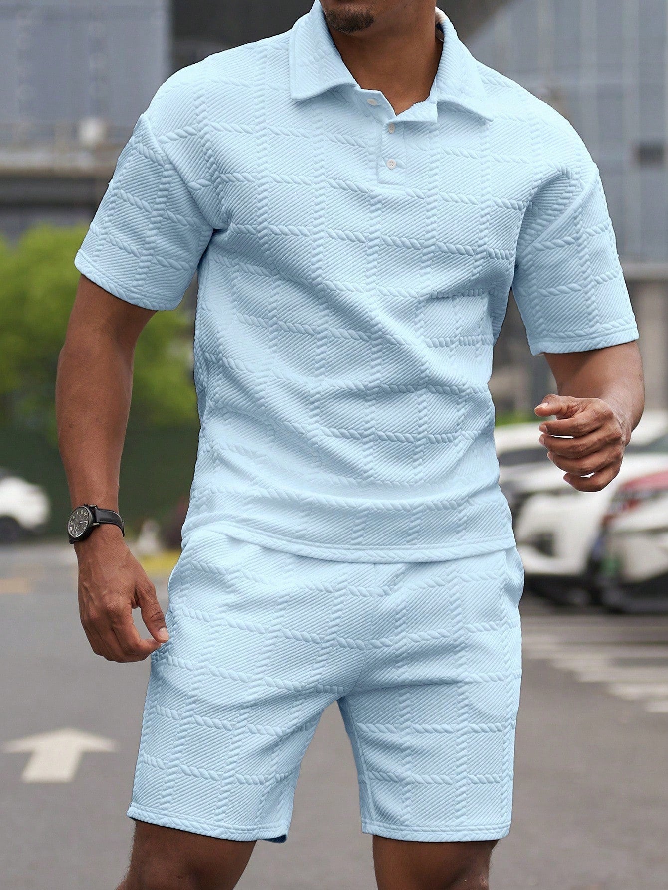 Conjunto Masculino Polo Manga Curta E Shorts Estilo Casual Conjunto Masculino Polo Manga Curta E Shorts Estilo Casual