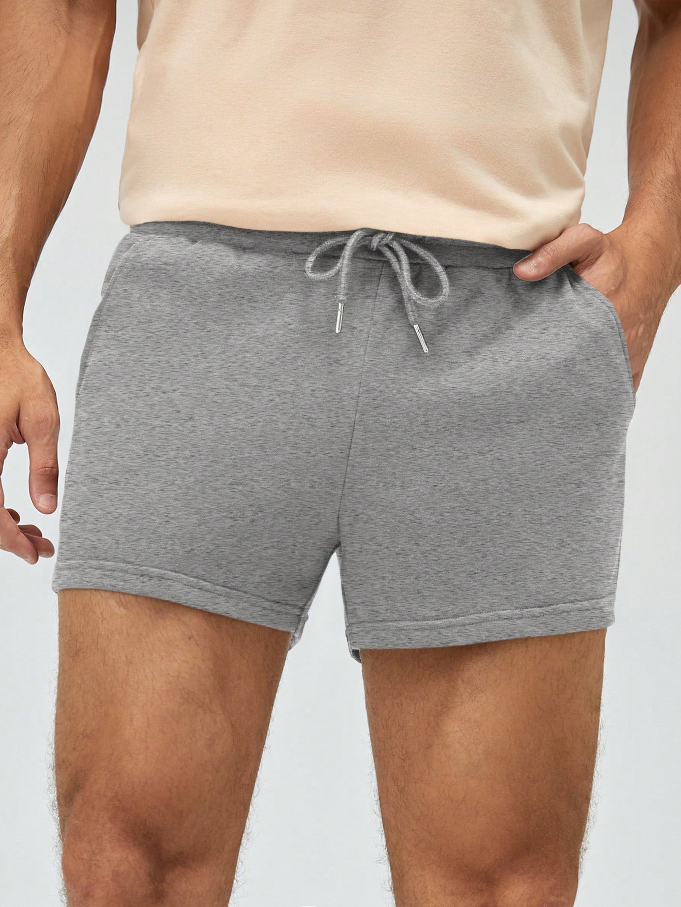 Shorts Masculino Moletom Básico Com Cordão Ajustável Corte Solto Chumbo / PP Shorts Masculino Moletom Básico Com Cordão