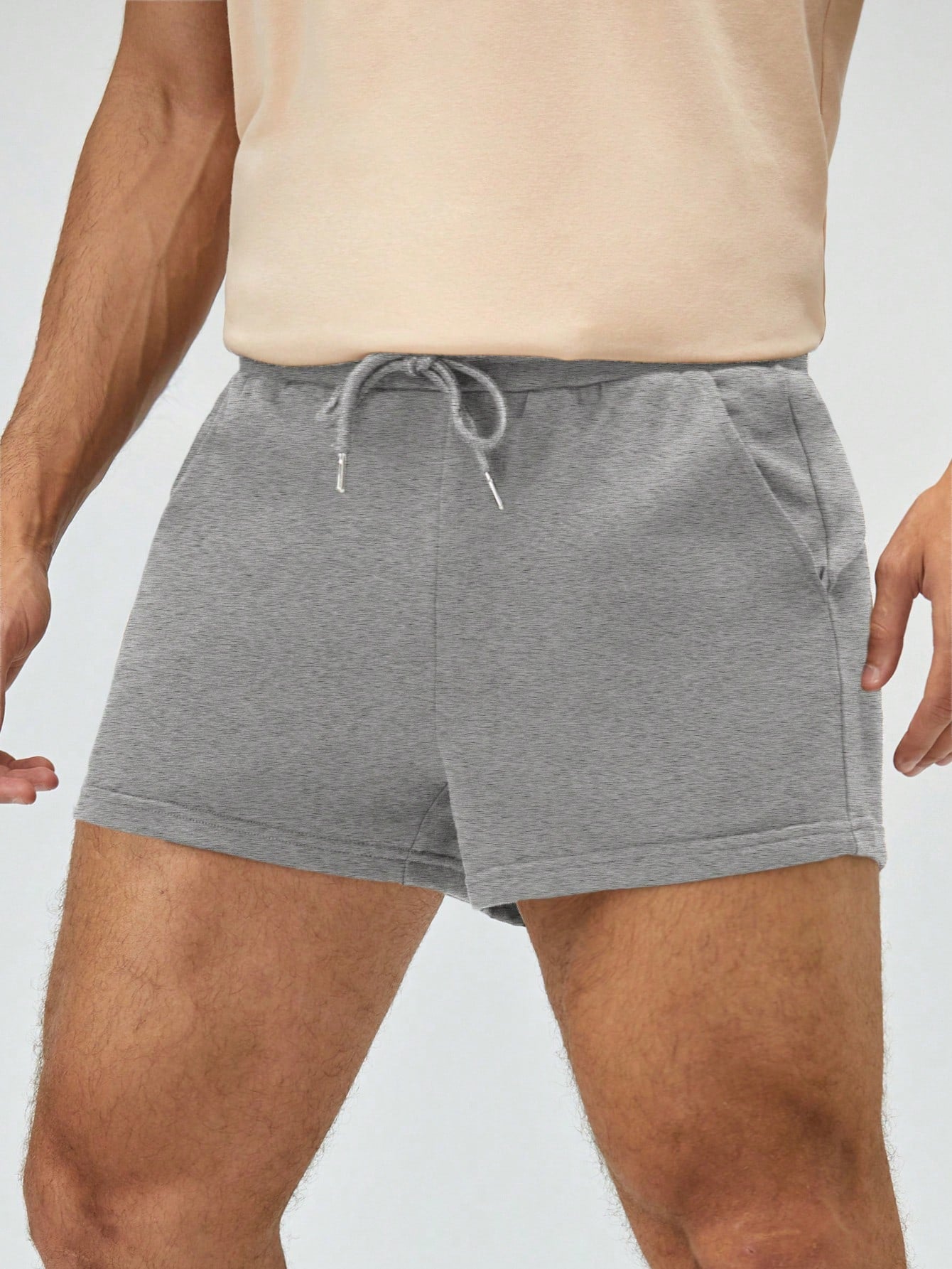 Shorts Masculino Moletom Básico Com Cordão Ajustável Corte Solto Shorts Masculino Moletom Básico Com Cordão Ajustável