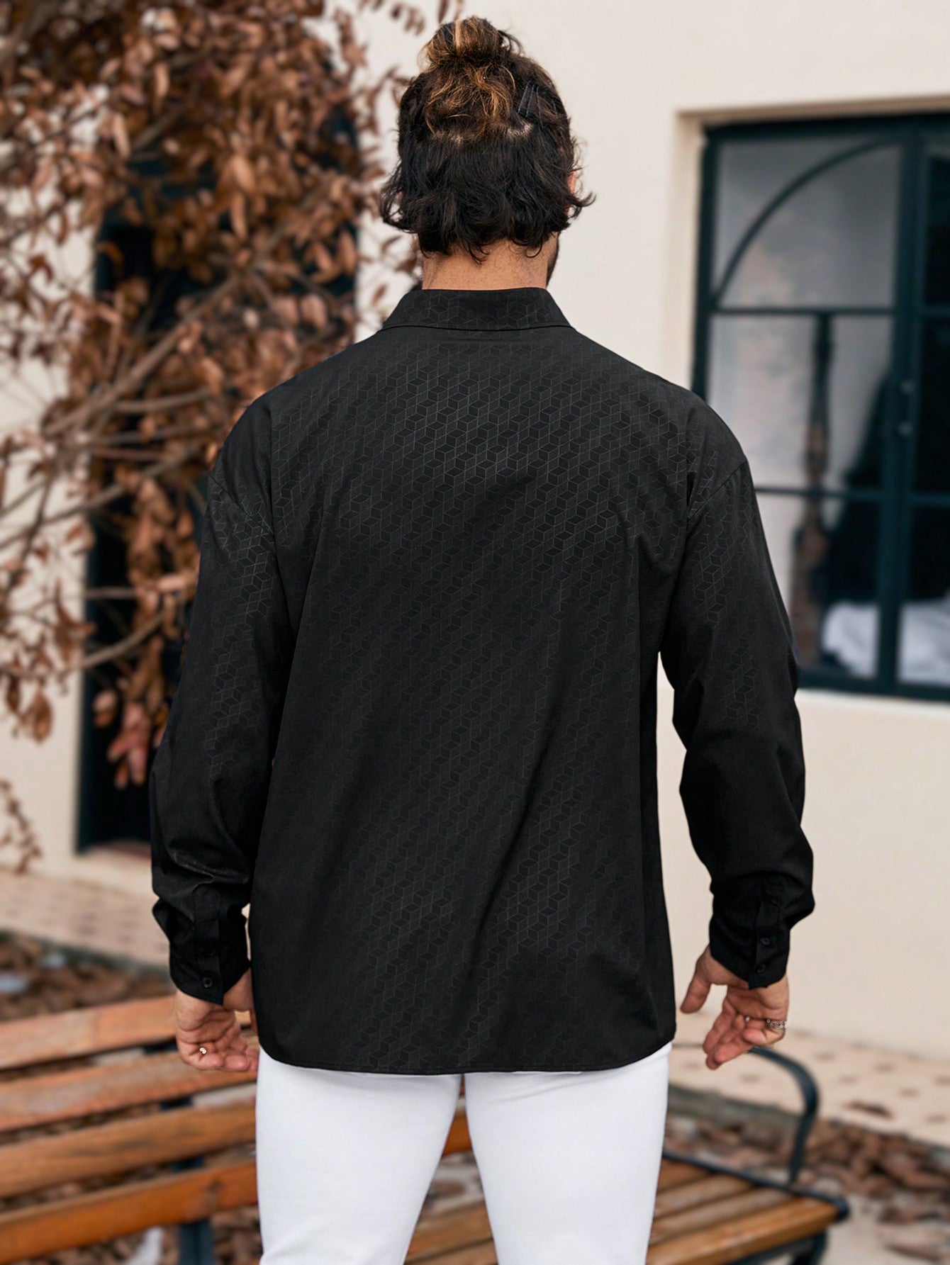 Camisa Masculina De Botão Estampa Discreta Corte Sofisticado Camisa Masculina De Botão Estampa Discreta Corte