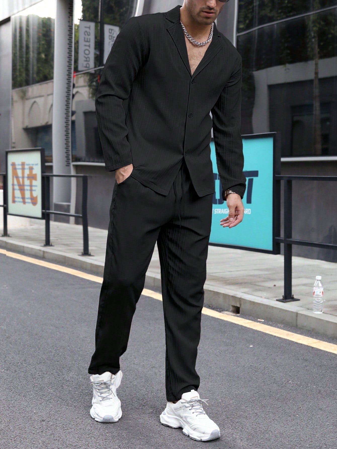 Conjunto Masculino Camisa Manga Longa E Calça Casual Elegante Conjunto Masculino Camisa Manga Longa E Calça Casual