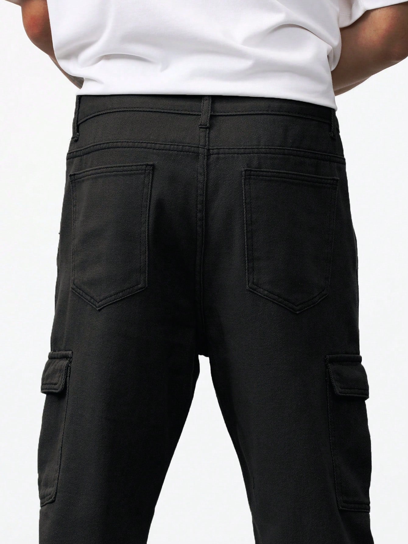 Calça Masculina Cargo Com Bolsos Laterais Com Aba E Estilo Funcional Calça Masculina Cargo Com Bolsos Laterais Com Aba