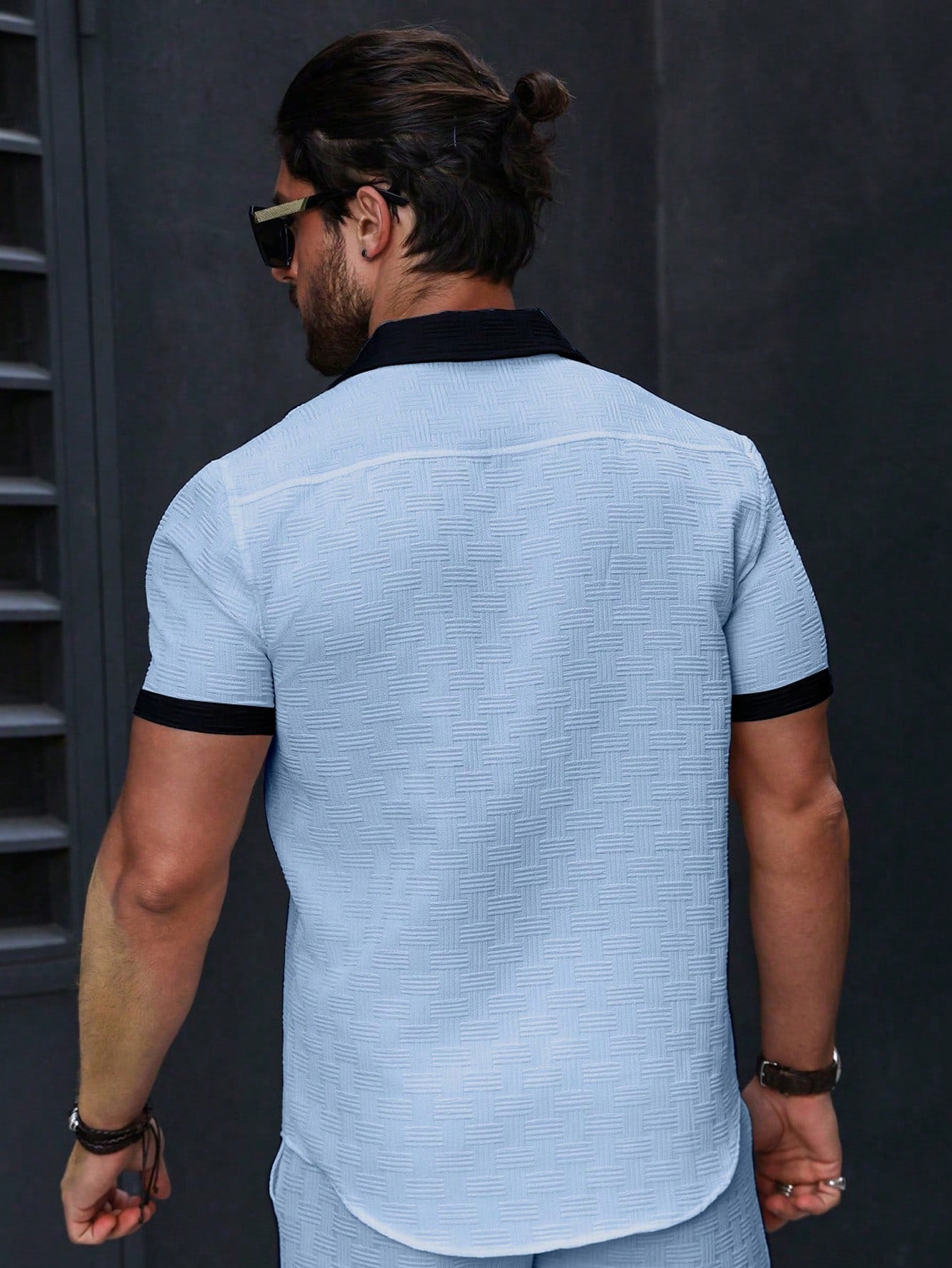 Camisa Masculina De Botão Gola Contrastante Textura Nobre Camisa Masculina De Botão Gola Contrastante Textura Nobre