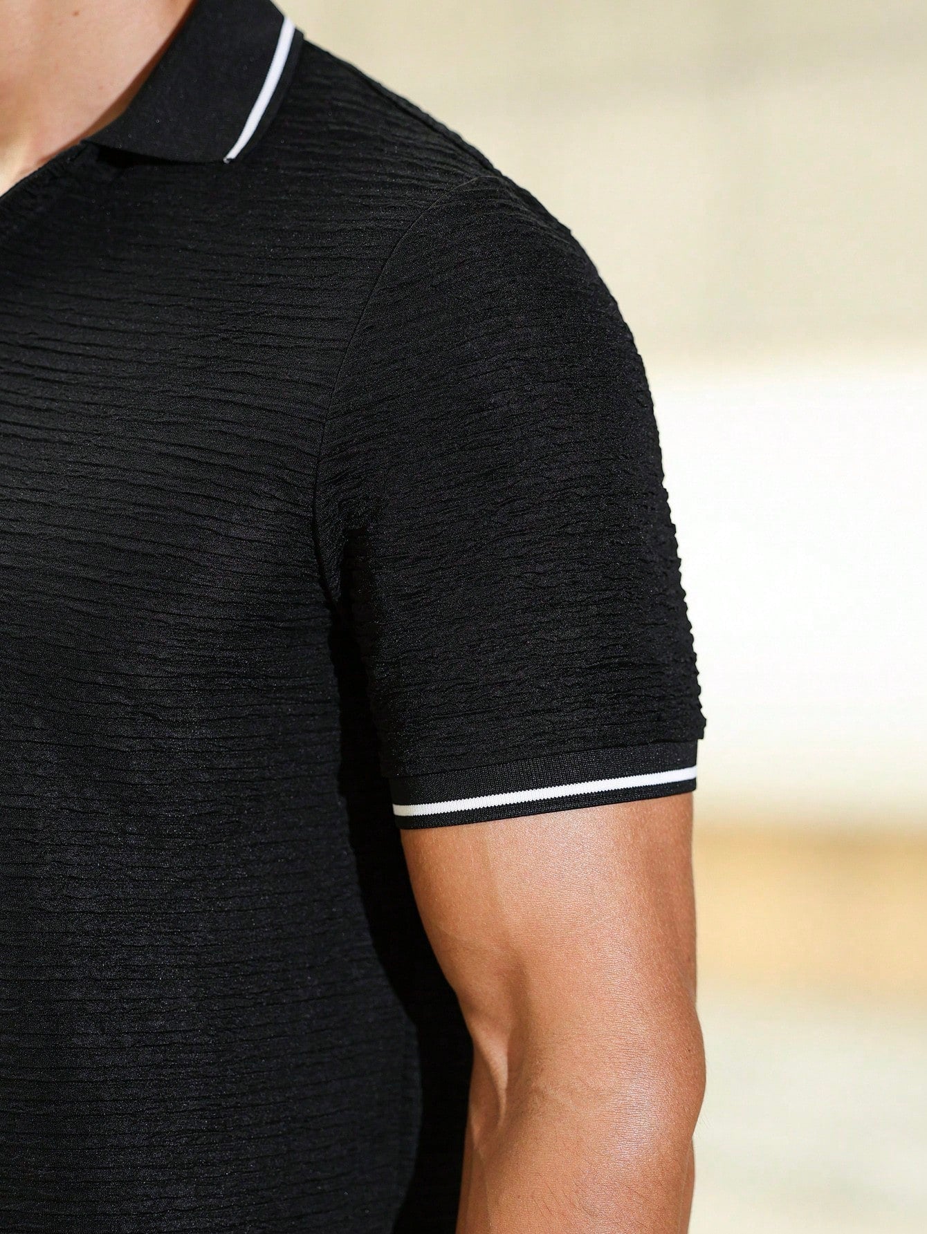 Camisa Polo Masculina Casual Estampa Listrada Textura Micro Camisa Polo Masculina Casual Estampa Listrada Textura Micro