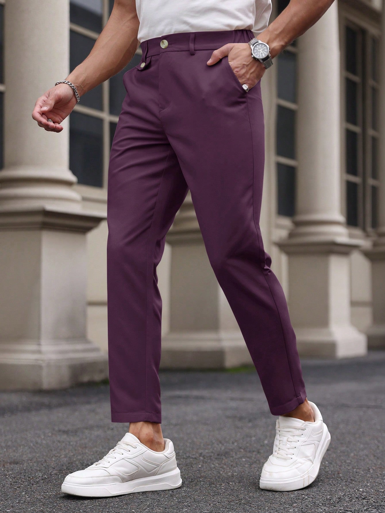 Calça Masculina Social Slim Fit Com Corte Moderno E Bolsos Calça Masculina Social Slim Fit Com Corte Moderno E Bolsos