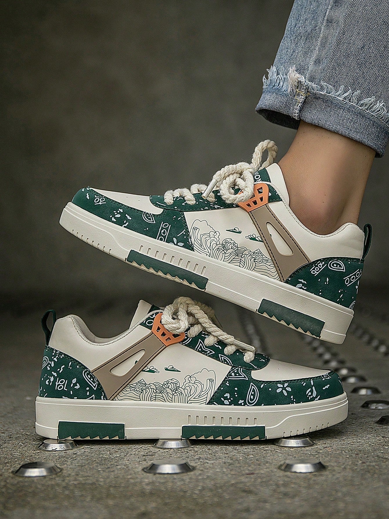 Tênis Masculino Estilo Street Com Estampa Criativa Urbana Tênis Masculino Estilo Street Com Estampa Criativa Urbana