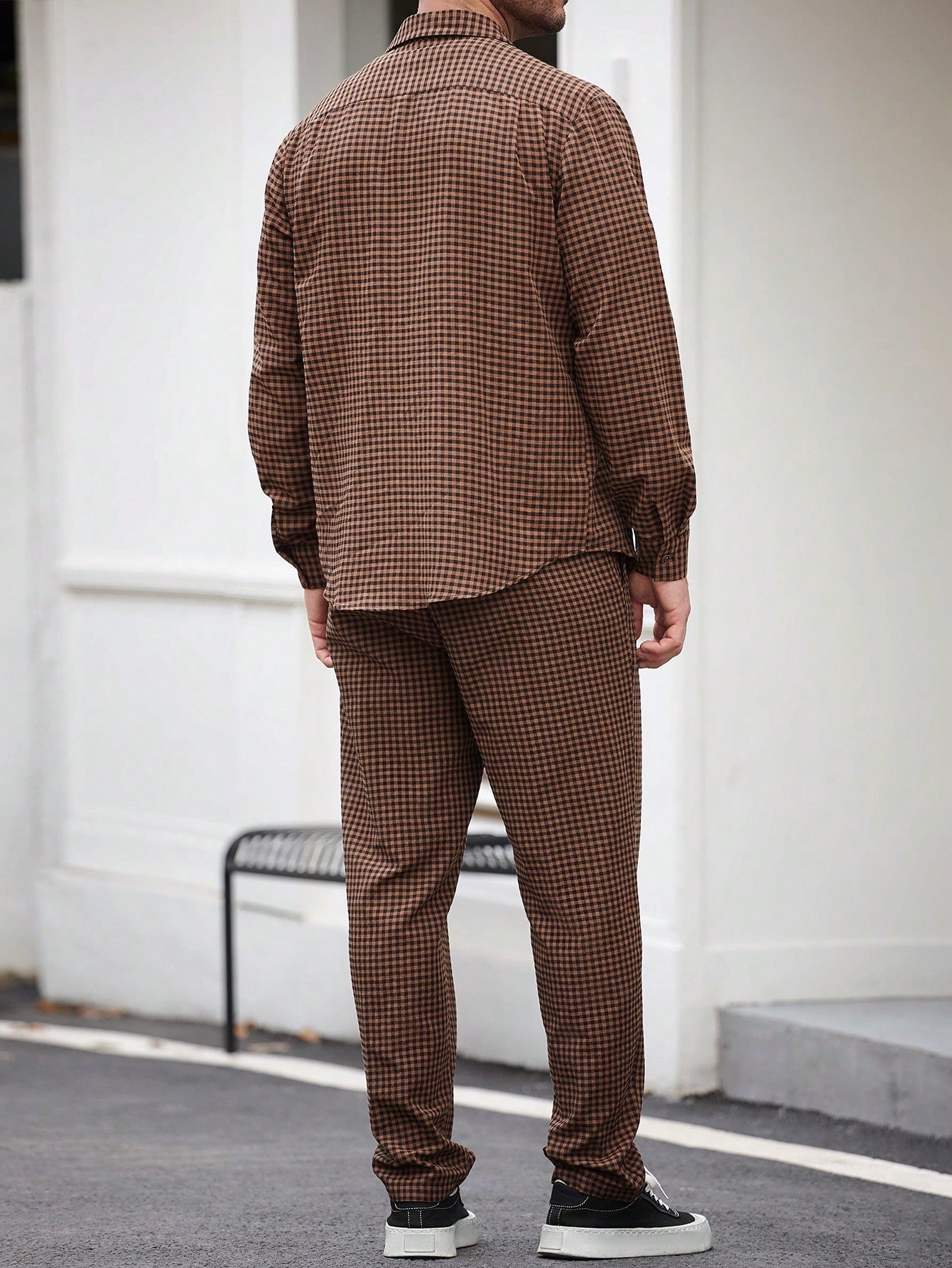 Conjunto Masculino Camisa Xadrez E Calça Estilo Outonal Conjunto Masculino Camisa Xadrez E Calça Estilo Outonal