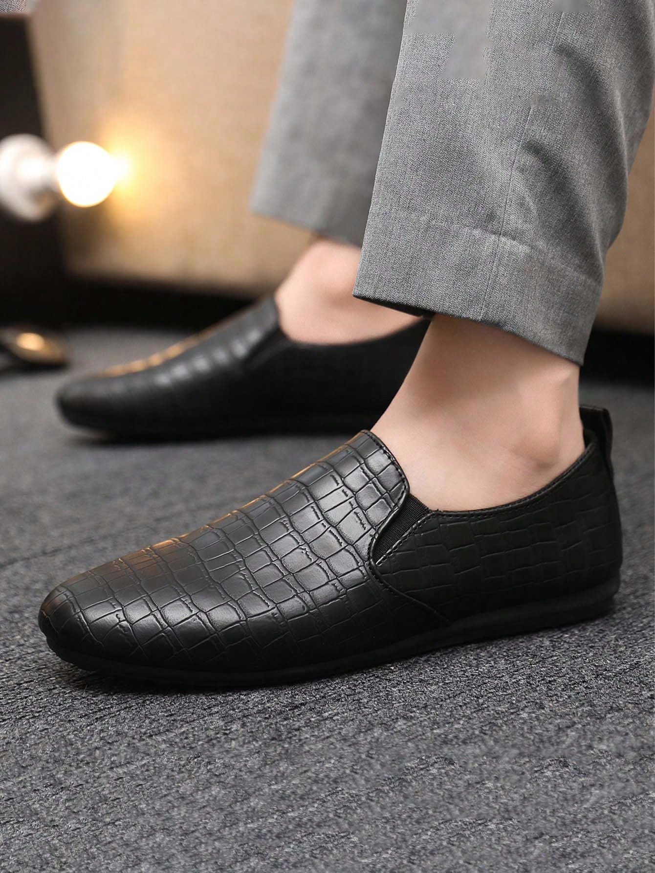 Sapato Masculino Slip-On Texturizado Estilo Elegante Sapato Masculino Slip-On Texturizado Estilo Elegante