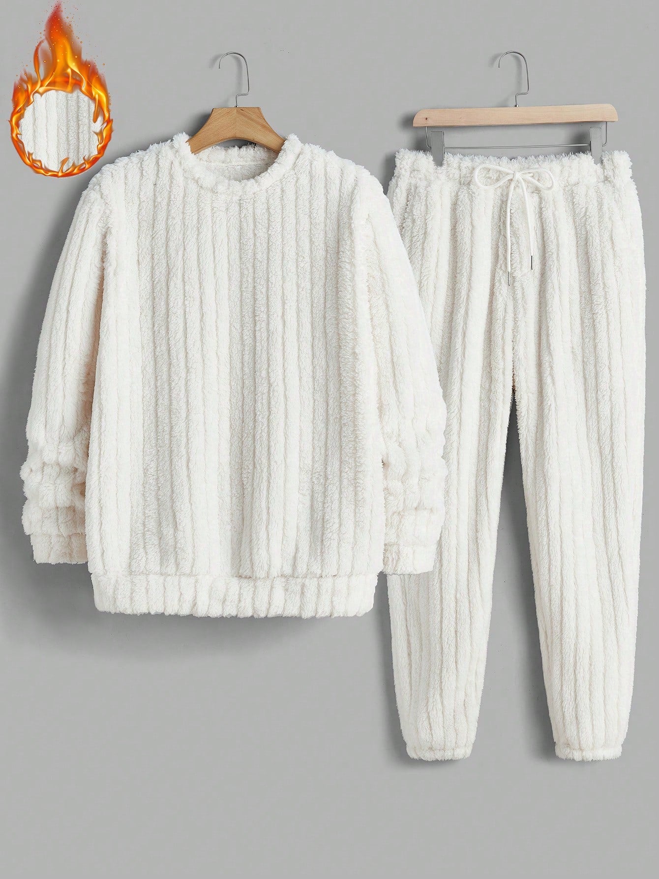 Conjunto Masculino Peluciado Canelado Com Conforto Térmico Branco / PP Conjunto Masculino Peluciado Canelado Com