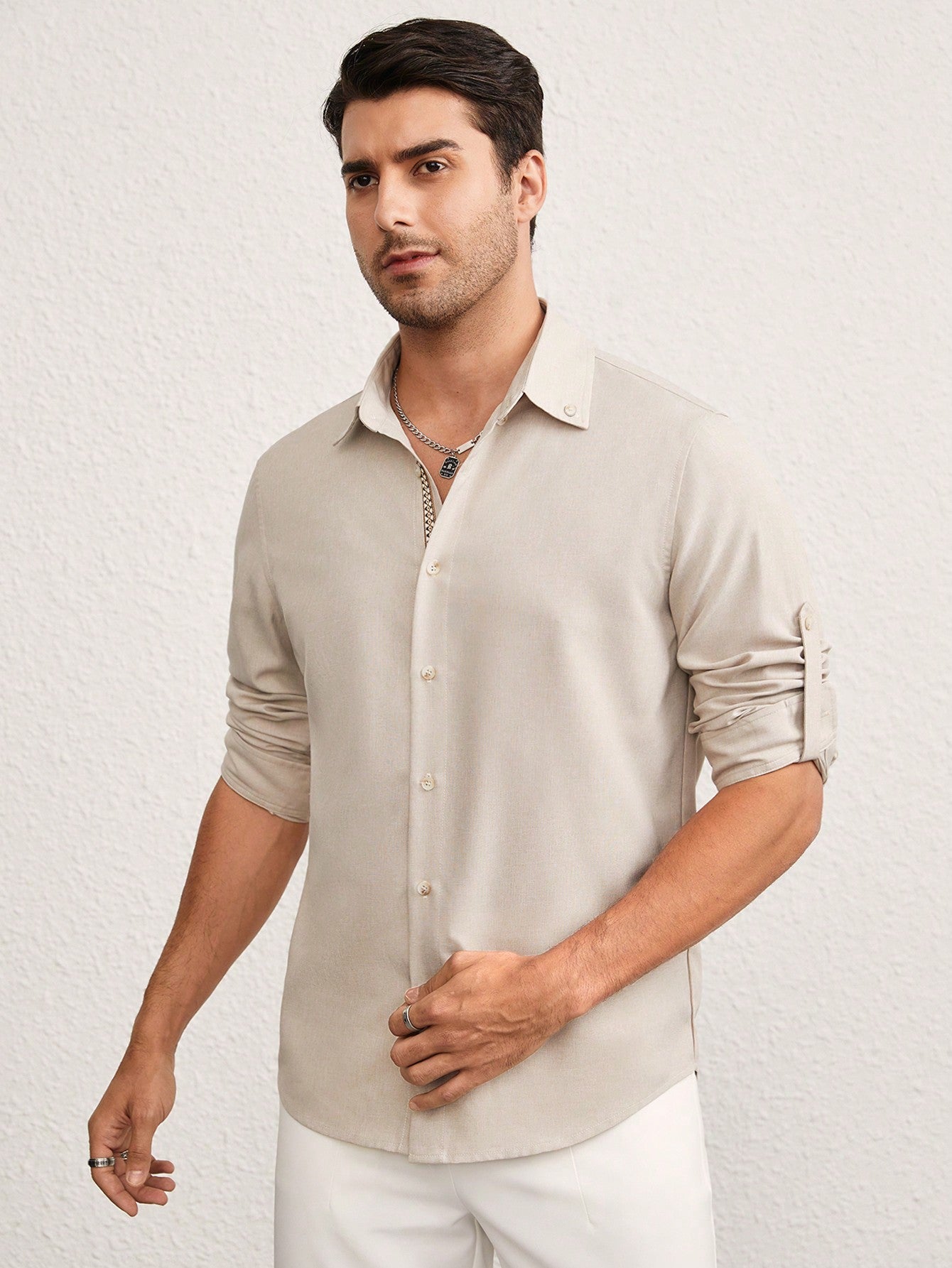 Camisa Masculina Manga Longa Caimento Elegante Camisa Masculina Manga Longa Caimento Elegante