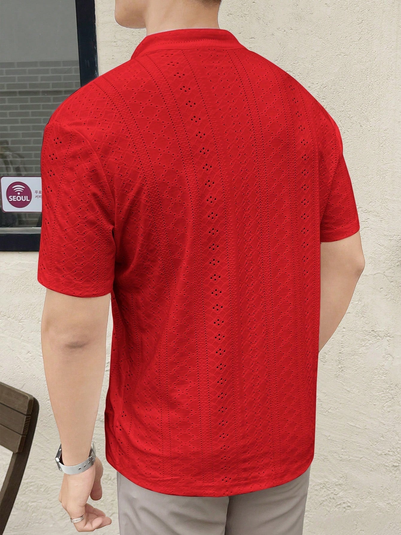 Camiseta Masculina Gola Padre Textura Rendada Camiseta Masculina Gola Padre Textura Rendada