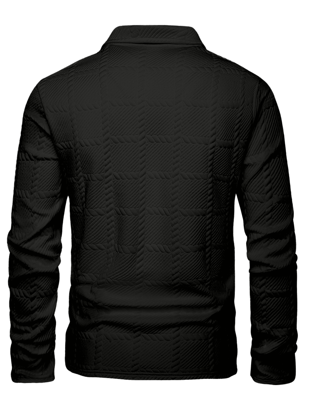 Camisa Polo Masculina Manga Longa Tecido Jacquard Botões Camisa Polo Masculina Manga Longa Tecido Jacquard Botões