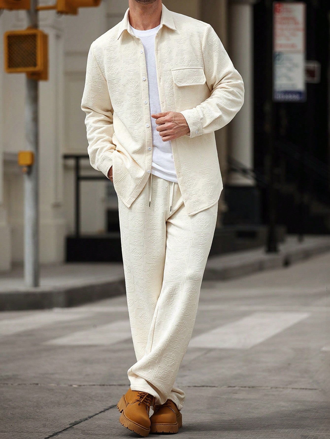 Conjunto Masculino Blusa Manga Longa E Calça Casual Minimalista Conjunto Masculino Blusa Manga Longa E Calça Casual