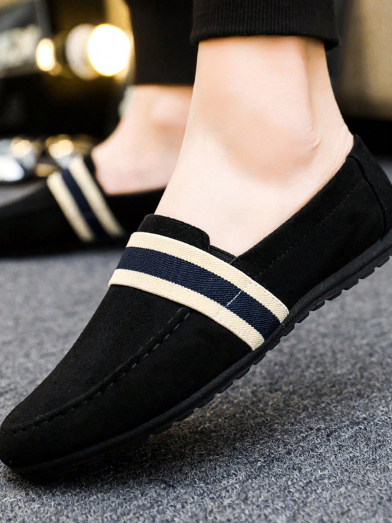 Mocassim Masculino Camurça Casual Faixa Estilo Moderno Mocassim Masculino Camurça Casual Faixa Estilo Moderno