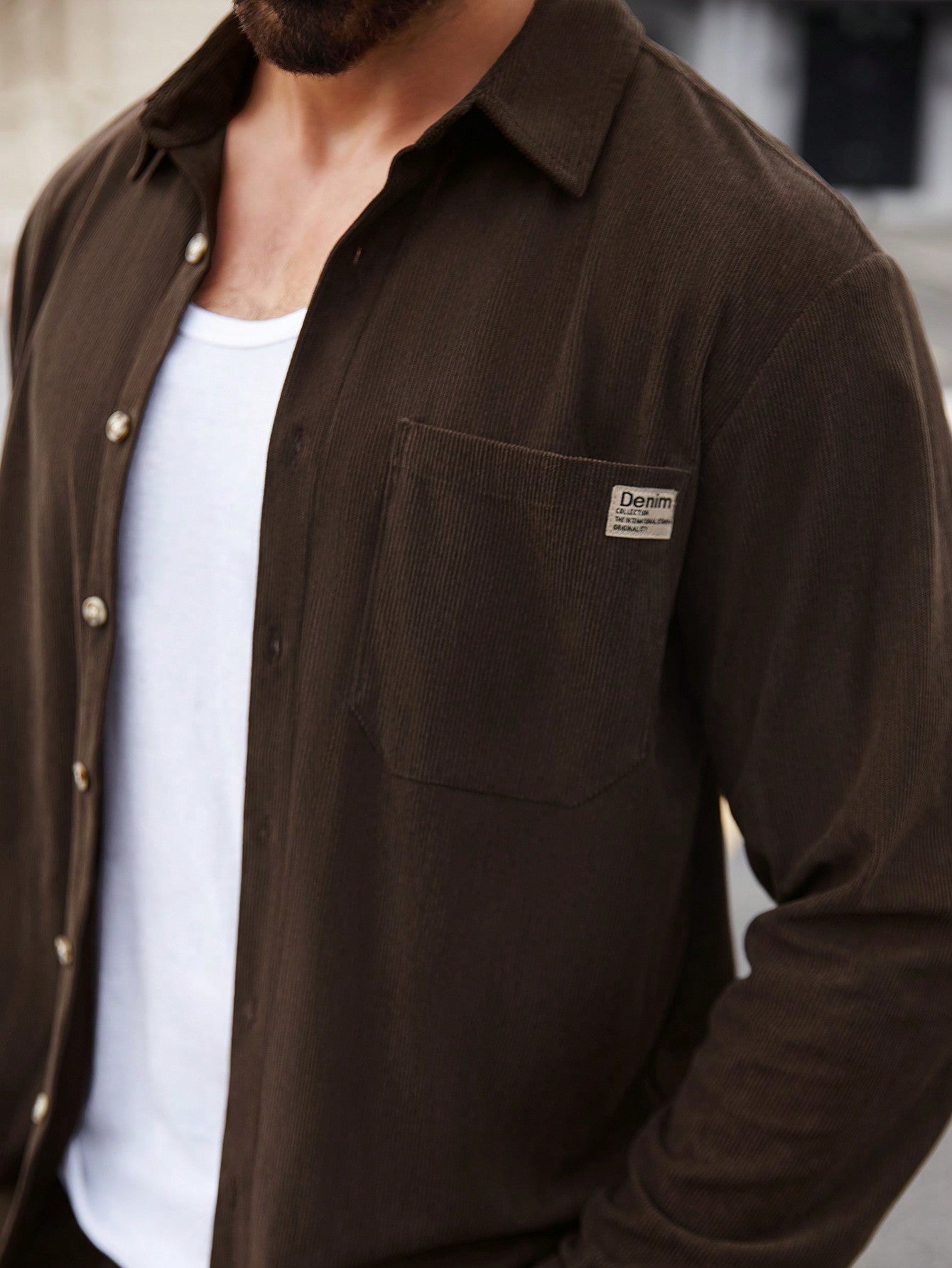 Conjunto Masculino Camisa E Calça De Veludo Cotelê Casual Conjunto Masculino Camisa E Calça De Veludo Cotelê Casual