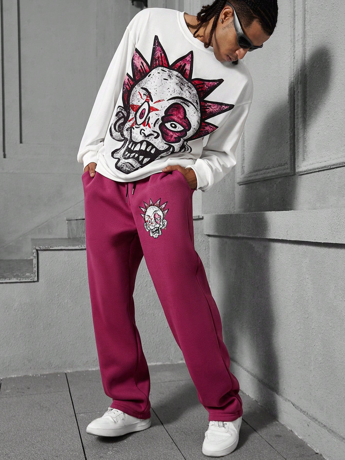 Conjunto Masculino Moletom Estampa Desenho E Calça Jogger Cós Ajustável Conjunto Masculino Moletom Estampa Desenho E