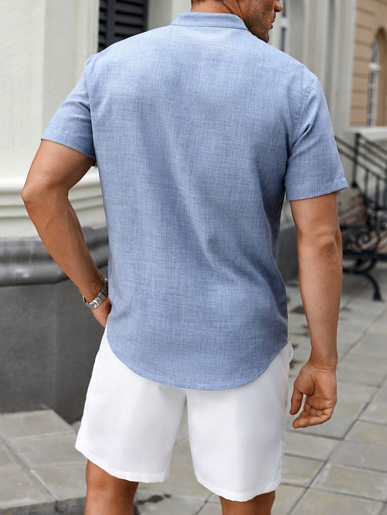 Conjunto Masculino Camisa Manga Curta E Shorts Com Bolso Conjunto Masculino Camisa Manga Curta E Shorts Com Bolso