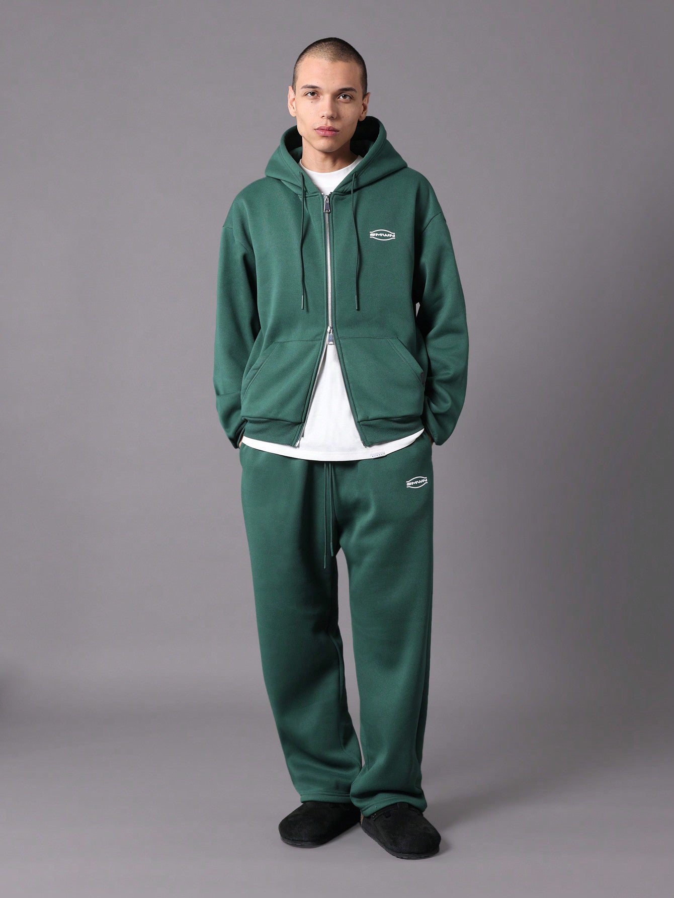 Conjunto Masculino Moletom Com Capuz E Calça Jogger Básica Verde / PP Conjunto Masculino Moletom Com Capuz E Calça